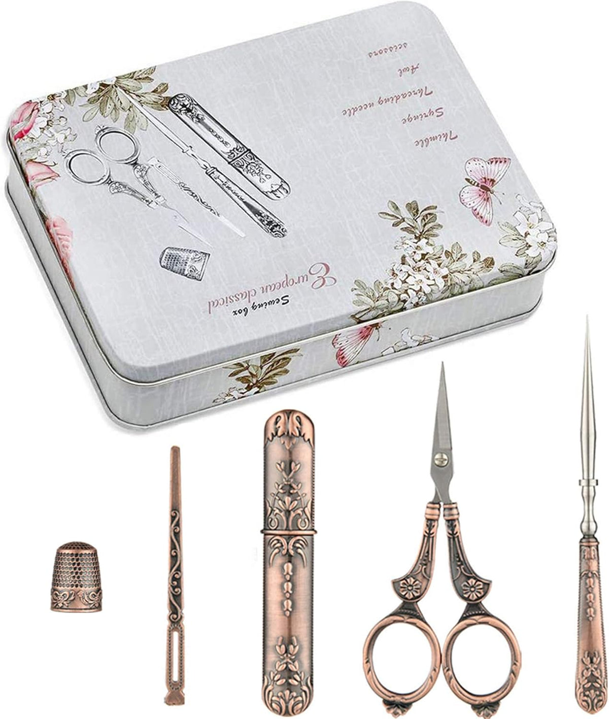 Vintage Sewing Scissors European Antique Vintage Sewing Kit Sharp Dressmaker Fabric Sewing Shears Scissor, Bronze