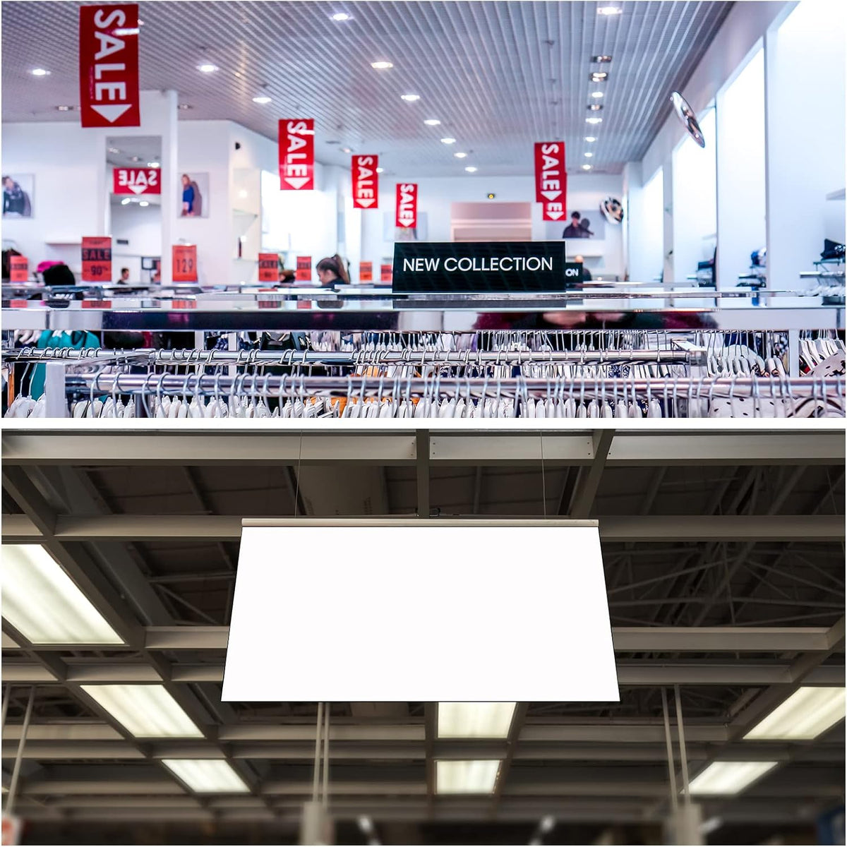 MECCANIXITY PVC Poster Hanger Rail Poster Strip Bar 86cm/34inch Clear with Clips for Poster, Map, 4 Set