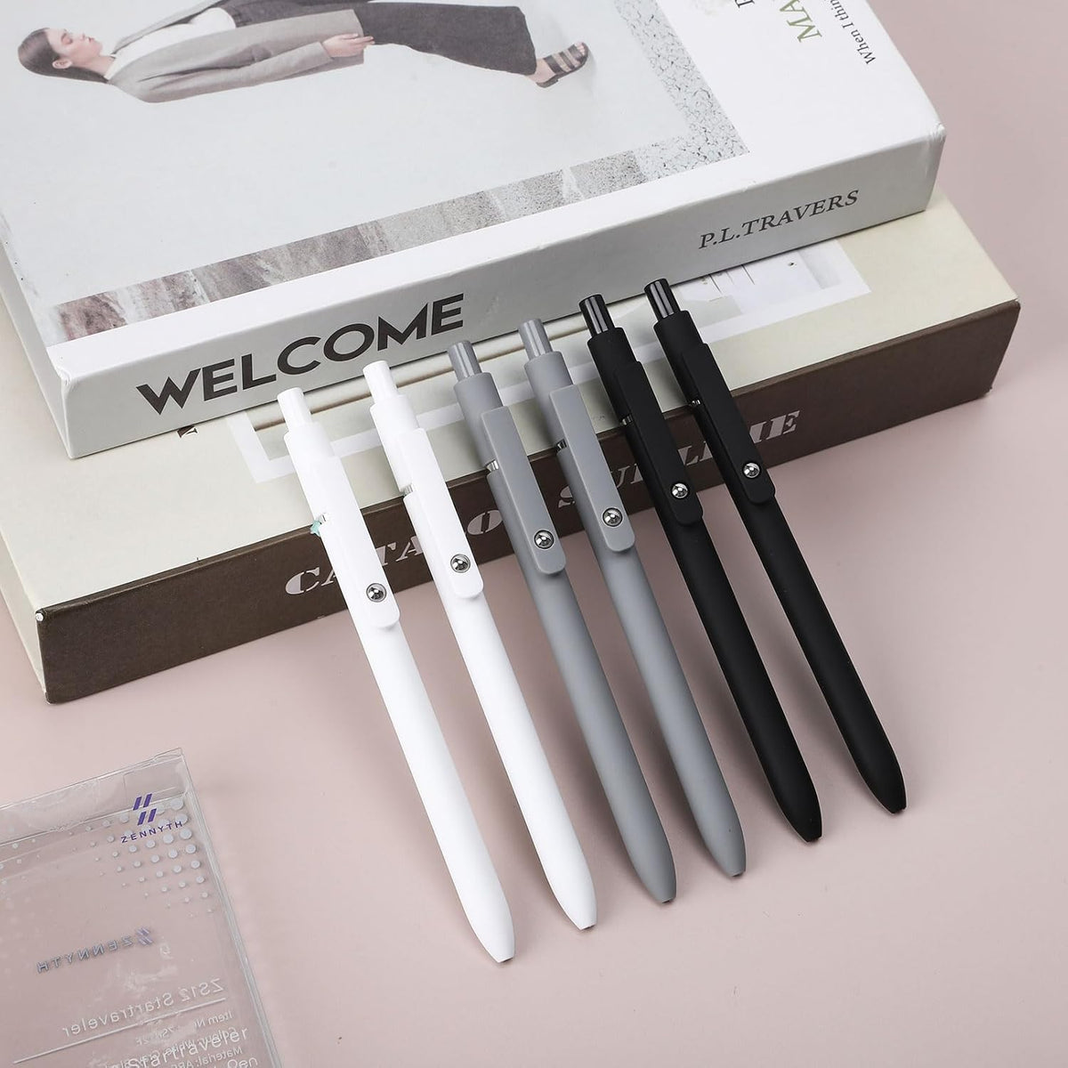 Ddaowanx Gel Pens, 0.5mm Fine Point Quick Dry Black Ink Pens Retractable, Nursing School Essentials,School Supplies, Gifts for Women (6Pcs-Black Ink)