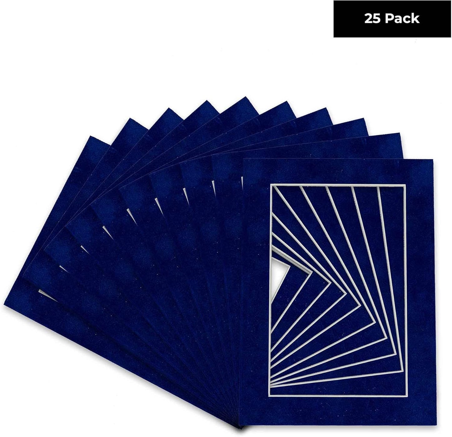 Pack of 25 Acid Free 11x14 Mats Bevel Cut for 8.5x11 Photos - Brooke Blue Suede Precut Matboards For Pictures, Photos, Framing - 4-ply Thickness
