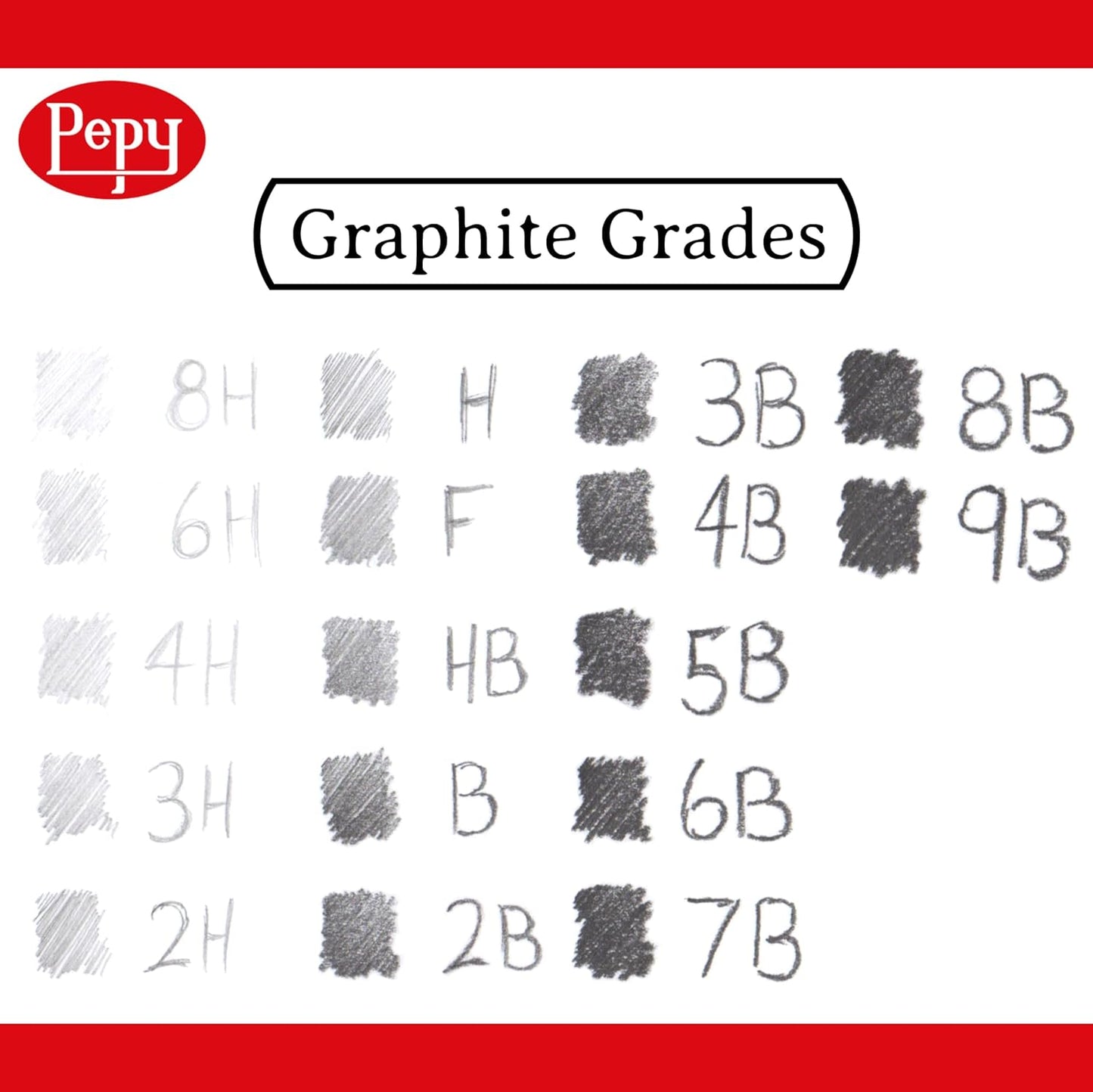 Pepy Graphite Professional Drawing Pencils - Set of 12 8H Pre-Sharpened Black Lead Pencils; Perfect for Drawing, Sketching and Shading, Graphic and Fine Art