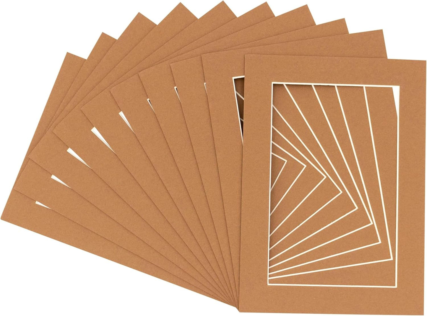 11x14 Mat for 8.5x11 Photo - Precut Aged Oak Brown Picture Matboard for Frames Measuring 11 x 14 Inches - Bevel Cut Matte to Display Art Measuring 8.5 x 11 Inches - Acid Free Pack of TEN MATS