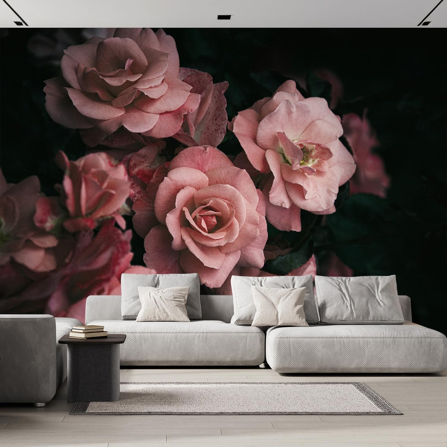 wall26 Removable Wall Sticker/Wall Mural Close Up Dark Rose Flower Blossoms Nature Wilderness Photography Decorative Botanical Relax/Calm Floral for Living Room, Bedroom, Office - 96x144 inches