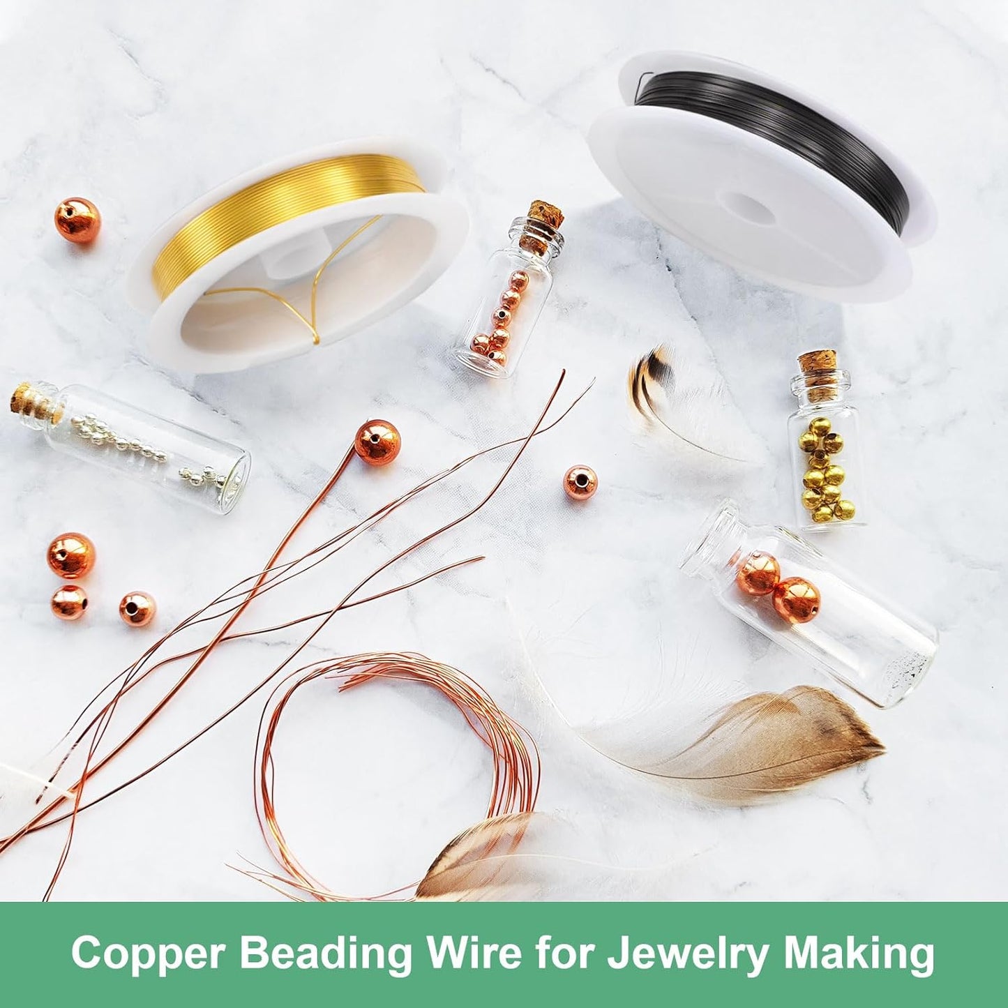 0.3 mm/28 Gauge Copper Wire for Jewelry Making, 49.2FT Copper Beading Craft Wire for Jewelry/Weaving/DIY Crafting/Planting, Color-Retaining [15M, Gold Tone]
