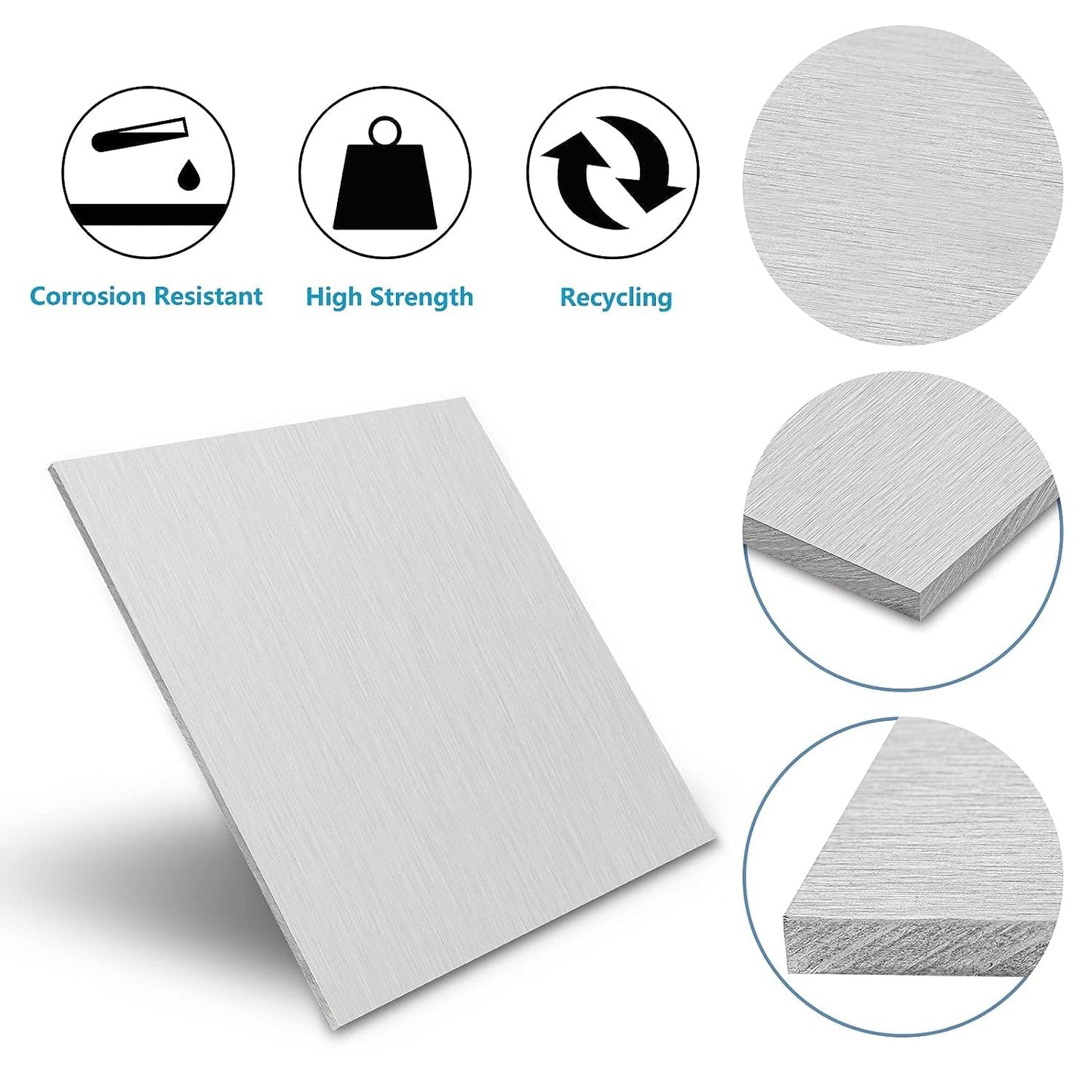 6061 Aluminum Sheet Plate, 12" x 16" x 1/4" Thickness Heavy Duty Aluminum Sheets Plates with Protective Film, Rectangle Aluminum Plate Solid Metal Sheet Plate for DIY Projects Base Plate