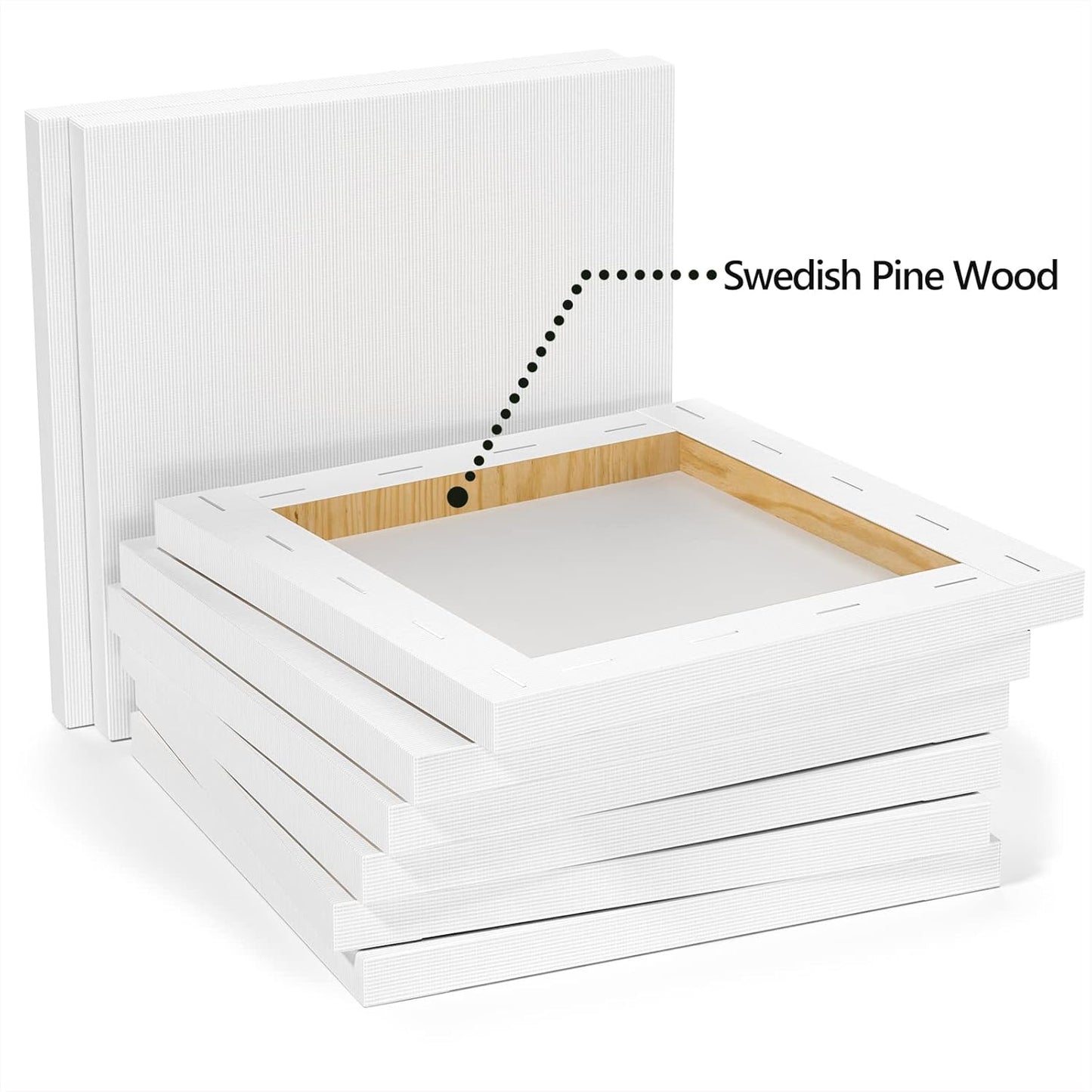 GOTIDEAL Stretched Canvases for Painting, 14x18 Inch Set of 7, Primed White - 100% Cotton Blank Art Canvas Boards for Painting for Acrylic Pouring, Oil Paint Dry & Wet Art Media