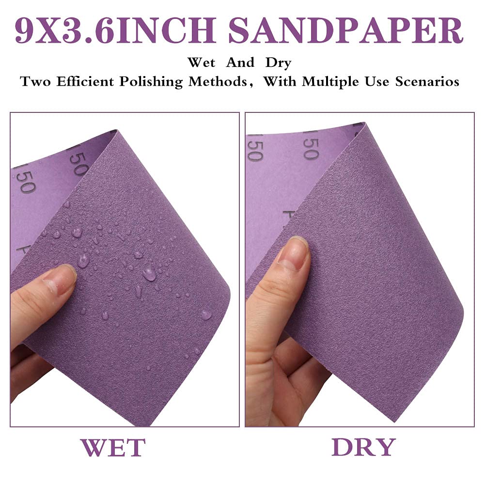 Sandpaper 150 Grit,Wet Dry Sanding Sheets,High Performance Ceramic Abrasive Sand Paper for Wood Furniture Finishing,Metal Grinding,Automotive Polishing,9 x 3.6 Inch,25-Pack