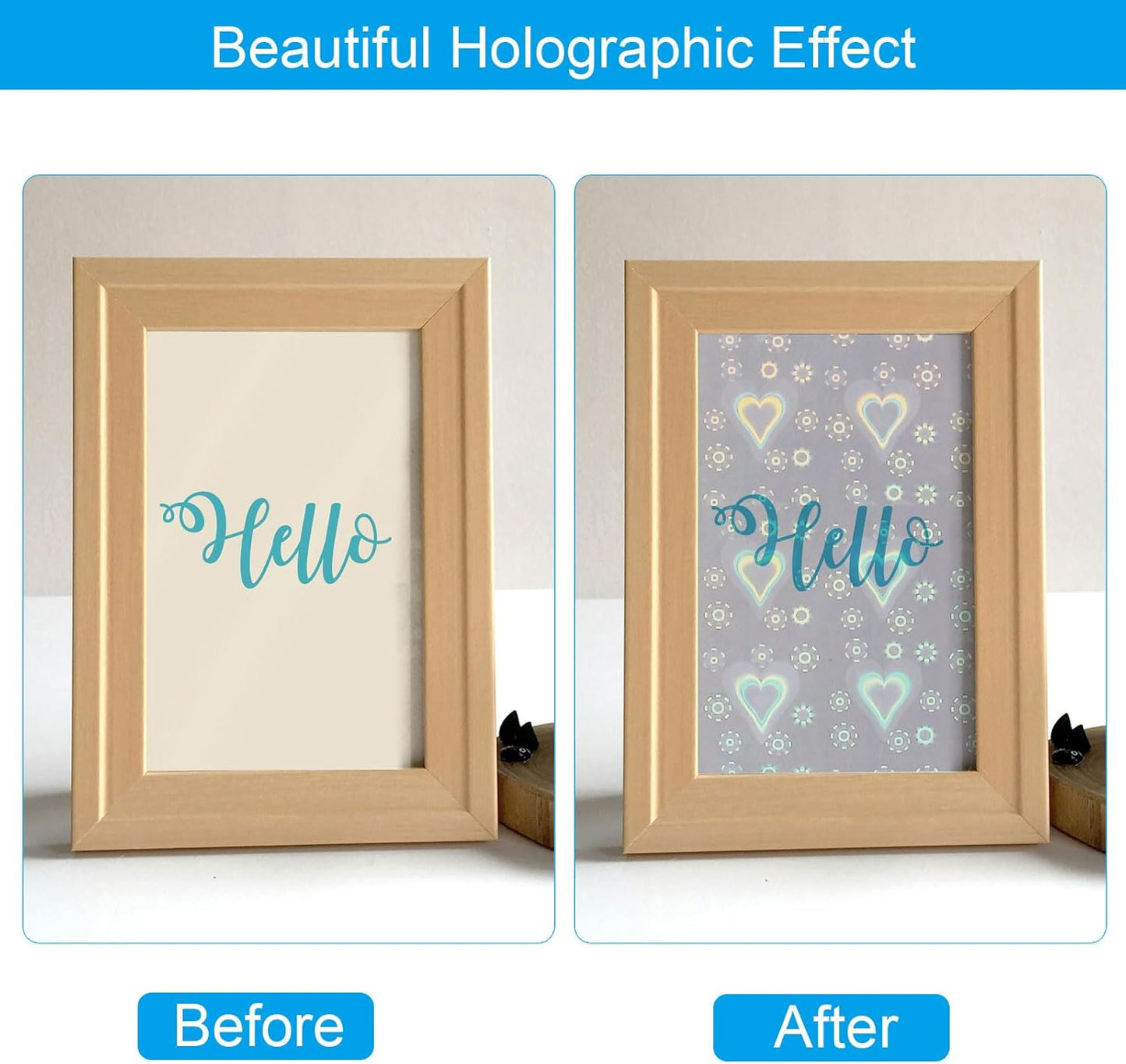 PATIKIL 8.3x5.8" Holographic Sticker Paper, 20Sheets A5 Polypropylene Self-Adhesive Transparent Waterproof Laminate Overlay Film for Photo Cards Scrapbook Decorations, Heart