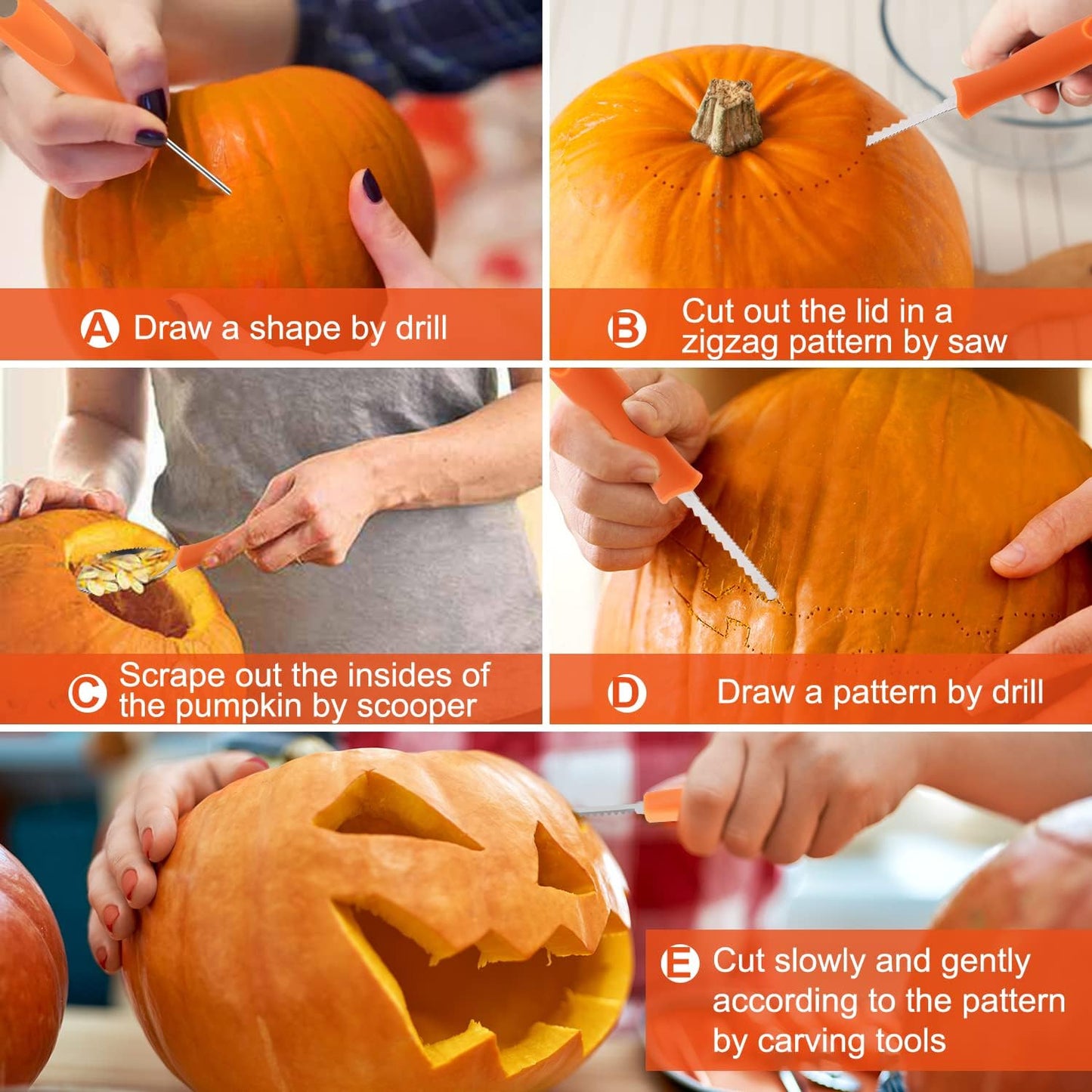 Pumpkin Carving Kit Tools Halloween, 13PCS Professional Heavy Duty Carving Set, Stainless Steel Double-side Sculpting Tool Carving Kit for Halloween Decoration Jack-O-Lanterns