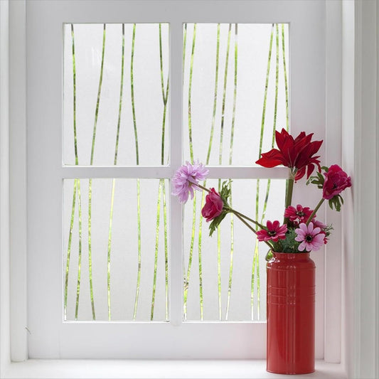 Finnez Window Privacy Film Decorative Frosted Window Cling Privacy Film for Glass, Non-Adhesive Heat Anti-UV for Home Office Living Room, Irregular Stripe Patterns, 23.6 x 118.1 Inches