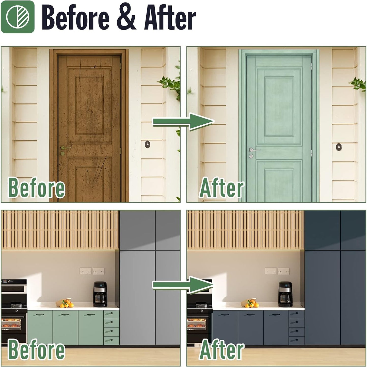 DWIL Matte Finish Furniture Paint - 64 Oz Wood Paint for Cabinets, Doors, Tables, and Dressers Refinishing - Water-Based, Non-Toxic & Odorless, Easy to Apply(Bronze Blue)-With Tools