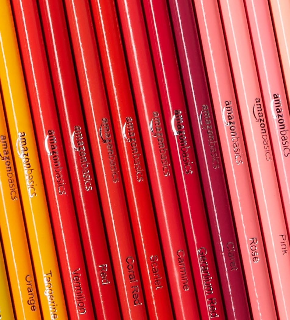 Amazon Basics Colored Pencils for Coloring and Drawing, Premium, Soft Core, Back to School Supplies, 72 Count (Pack of 1), Multicolor