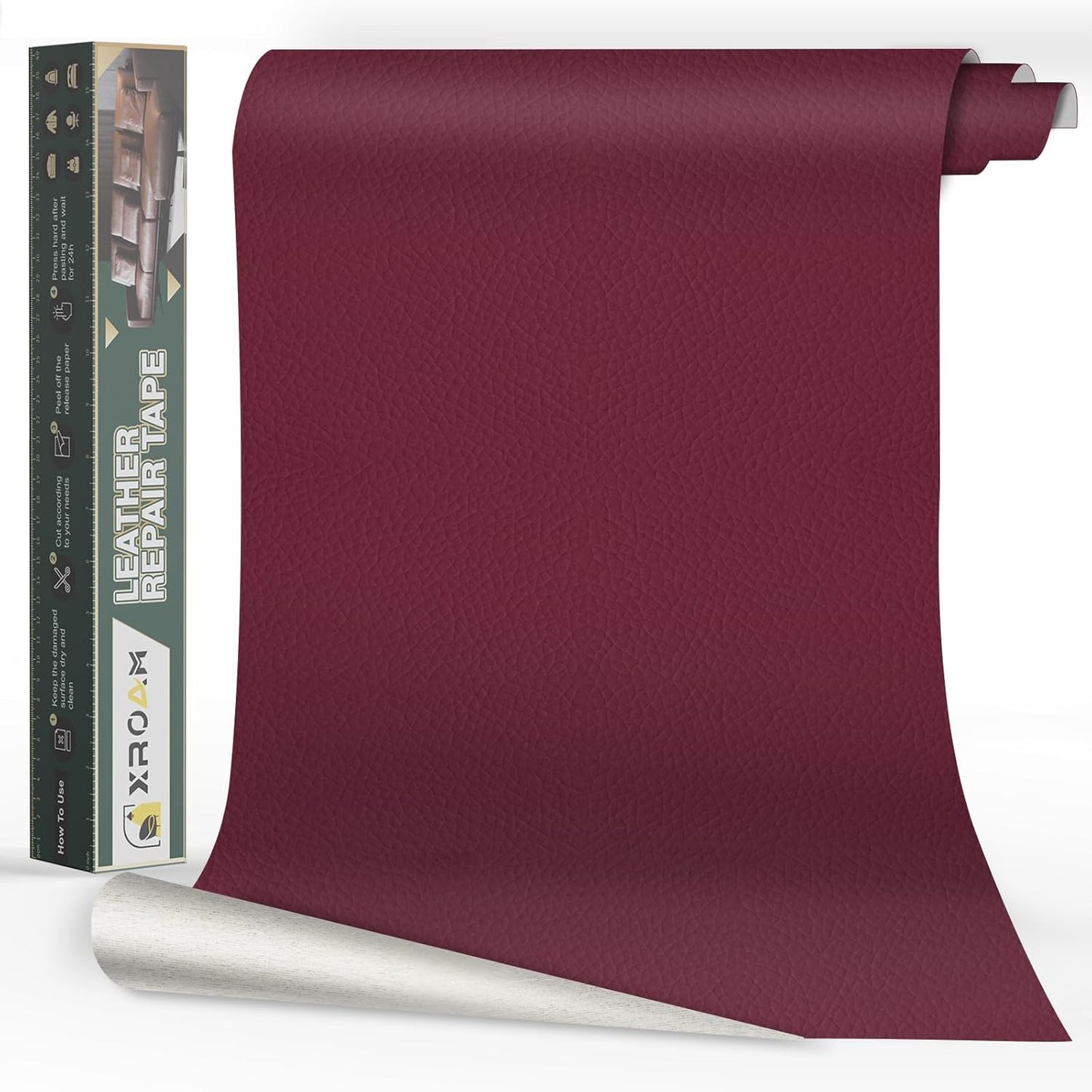 Leather Repair Tape, 16x40 inch Leather Patches for Furniture, Self Adhesive Leather Repair Patch for Sofas, Couches, Leather Covers, Seats, Chairs, Vinyl Repair Tape Wine Red