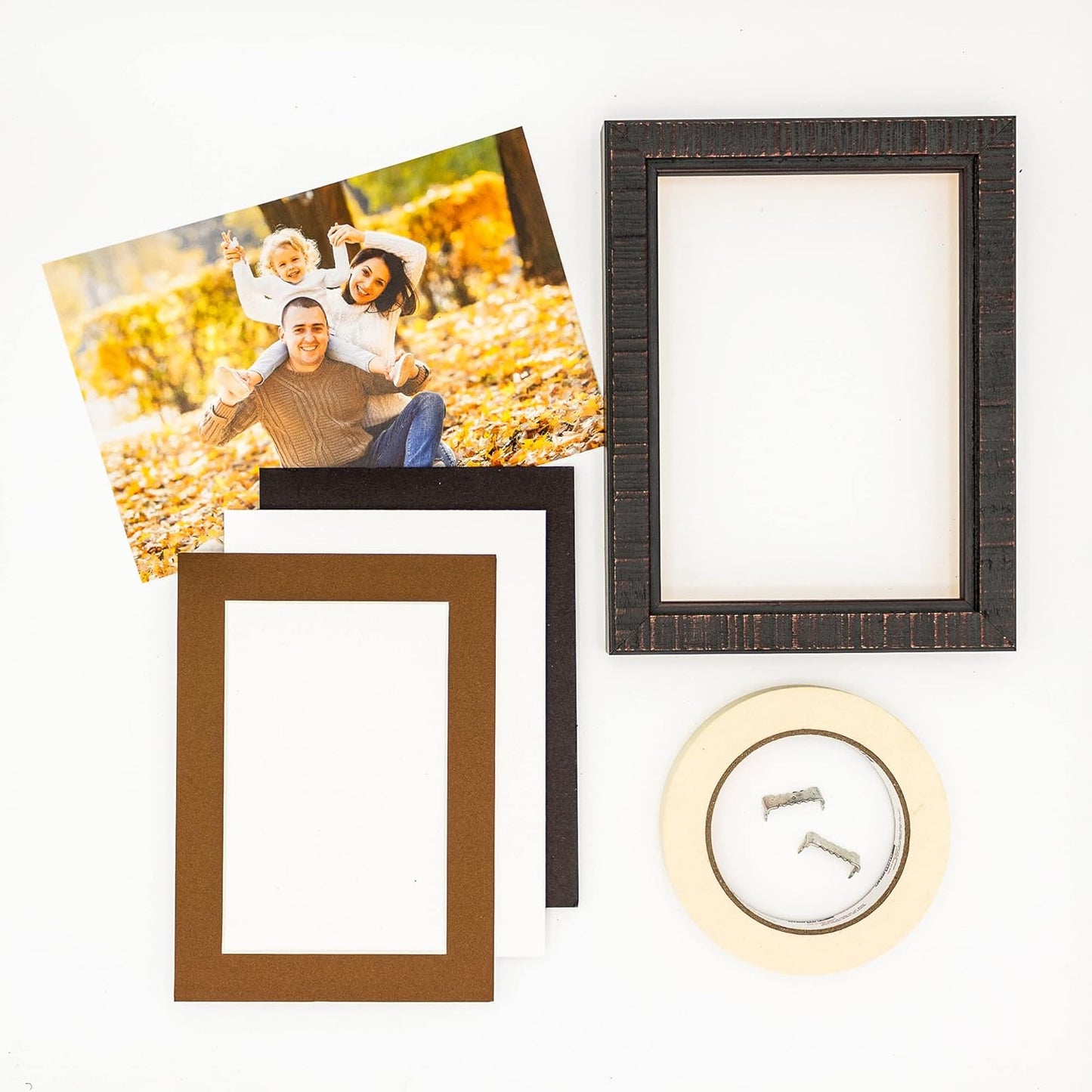 8x10 Mat Bevel Cut for 5.5x8.5 Photos - Acid Free Aged Oak Brown Precut Matboard With Backing Board and Crystal Clear, Self Seal Photo Mat Bag - For Pictures, Photos, Framing - 4-ply Thickness