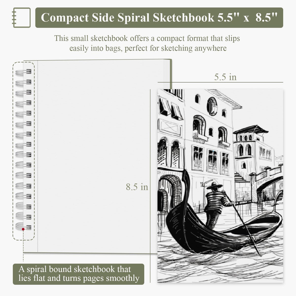 Sketch Book 5.5 X 8.5 inch, Artist Sketch Pad (Pack of 3), 300 Sheets (68lb/100gsm) Spiral Bound Sketchbook, 100 Sheets Each, Acid Free Drawing Paper, Suitable for Adults & Teens