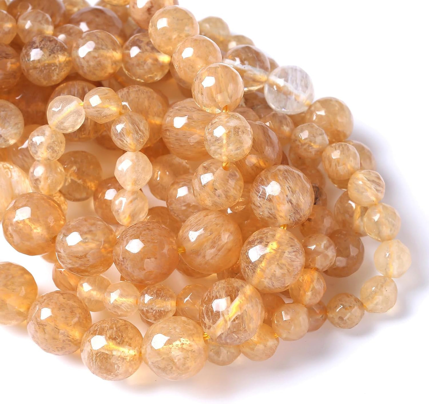 36pcs 10mm Natural Faceted Tea Watermenlon Jade Stone Beads for Jewelry Making Energy Healing Beads DIY Bracelet Necklace Accessories 15" (10mm, Faceted Tea Yellow Jade)