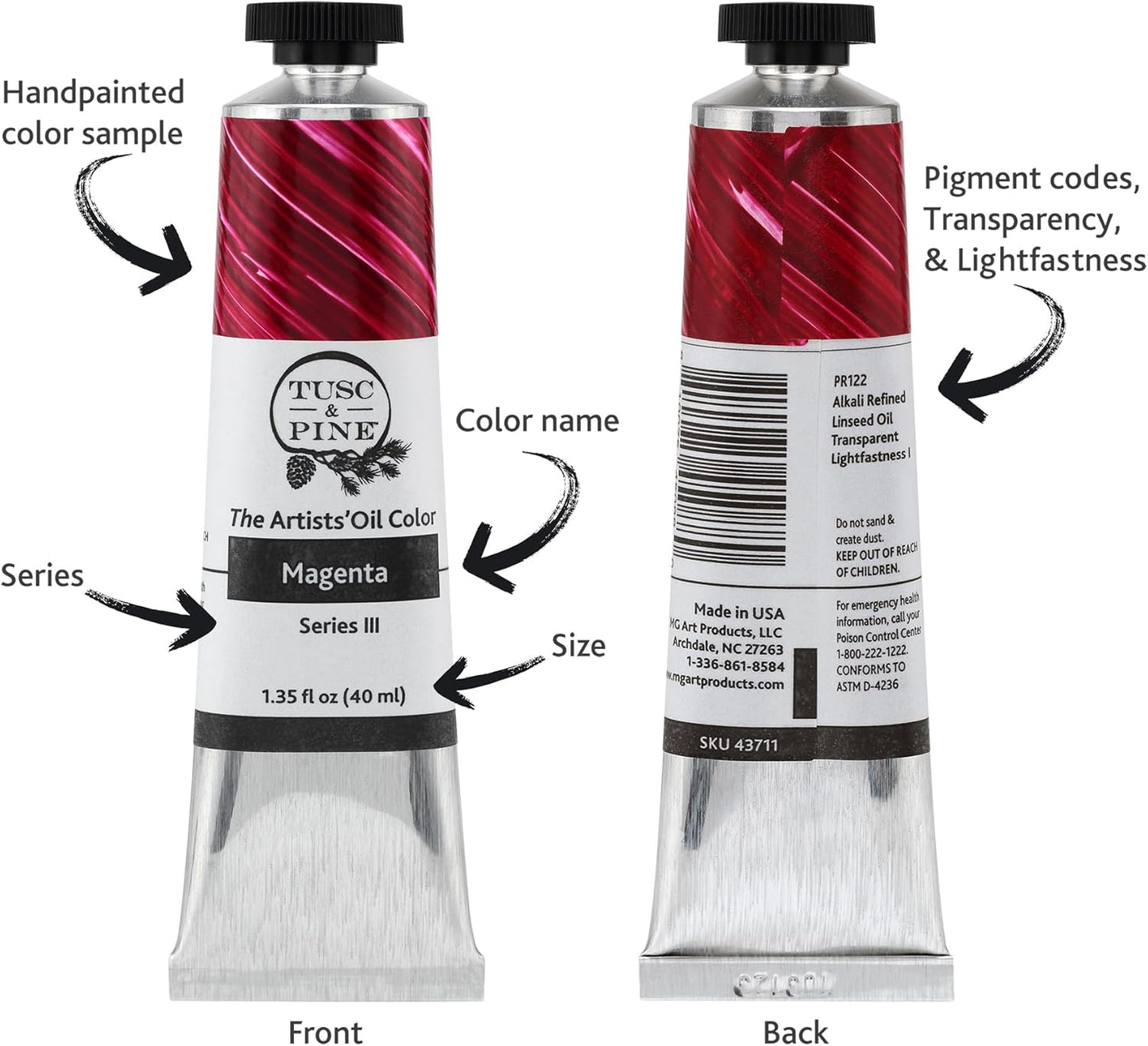 Tusc & Pine Artist Oil Paint - Raw Umber Warm, 40 ml, Non-Yellowing, Rich & Creamy Consistency, Maximum Pigment Load, Small Batch Milled Oil Paints Made in the USA for Professional Artists