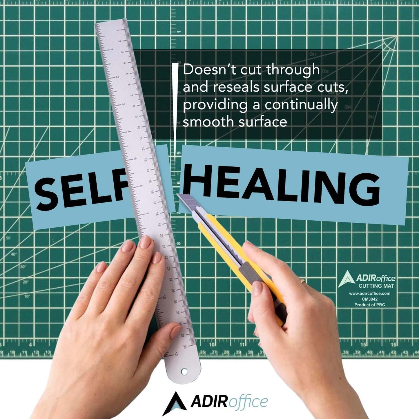 Self Healing Cutting Mat Reversible Green/Black Size: 12" x 18"