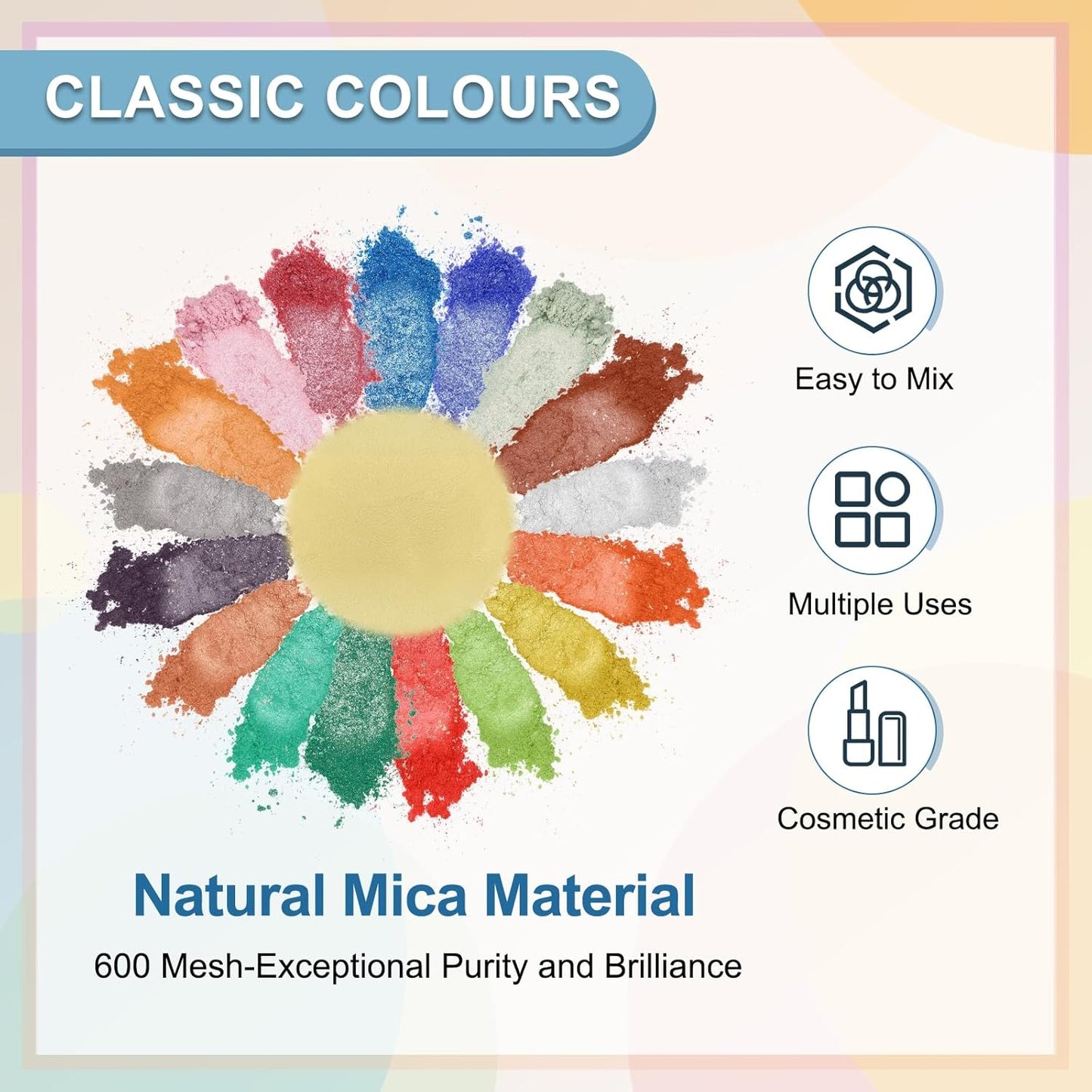 uxcell 10g/0.35oz Cosmetic Grade Mica Powder, 600 Mesh Mica Powder Natural Resin Epoxy Pigment Powders for Casting Resin, Candle Dye, DIY Nail Polish and Lip Gloss, Gold
