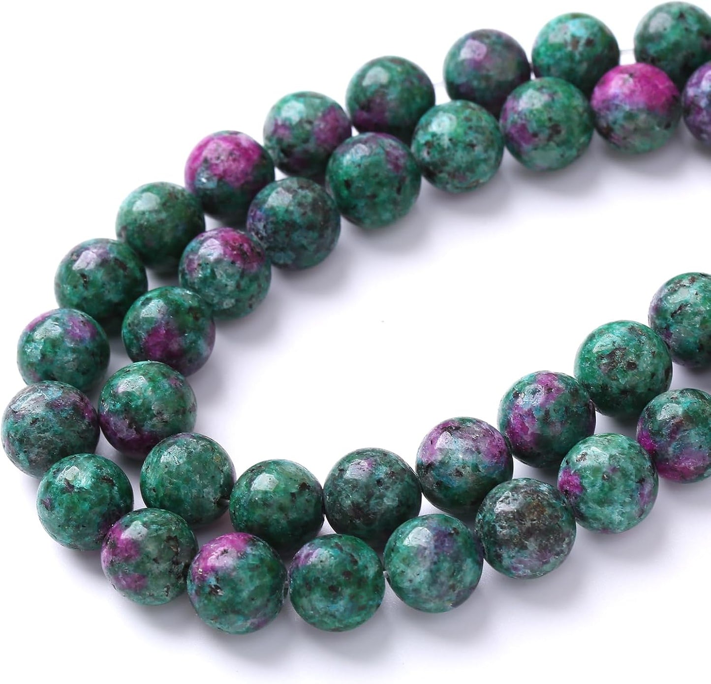 32pcs 12mm Natural Epidote Zoisite Stone Beads for Jewelry Making DIY Bracelet Necklace Accessories 15" Energy Healing Power Stone Beads