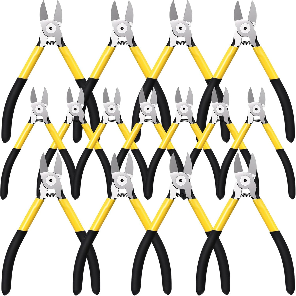 Lasnten Wire Cutters Precision Cutting Pliers Side Diagonal Cutters Small Wire Clippers with Nonslip Handle DIY Jewelry Making Crafting Model Kits(8 Pcs 6 Inch,7 Pcs 5 Inch,Yellow Black)
