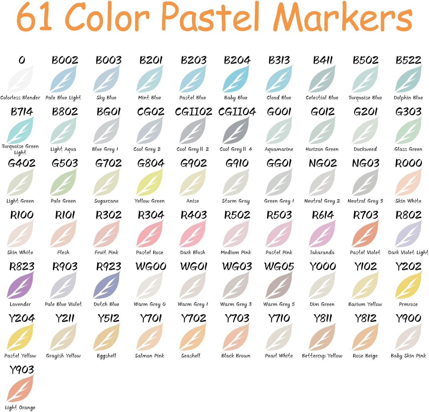 Caliart Pastel Markers, 61 Colors Dual Tip Art Markers Sketch Pens Permanent Alcohol Based, with Case for Adult Artist Halloween Drawing Sketching