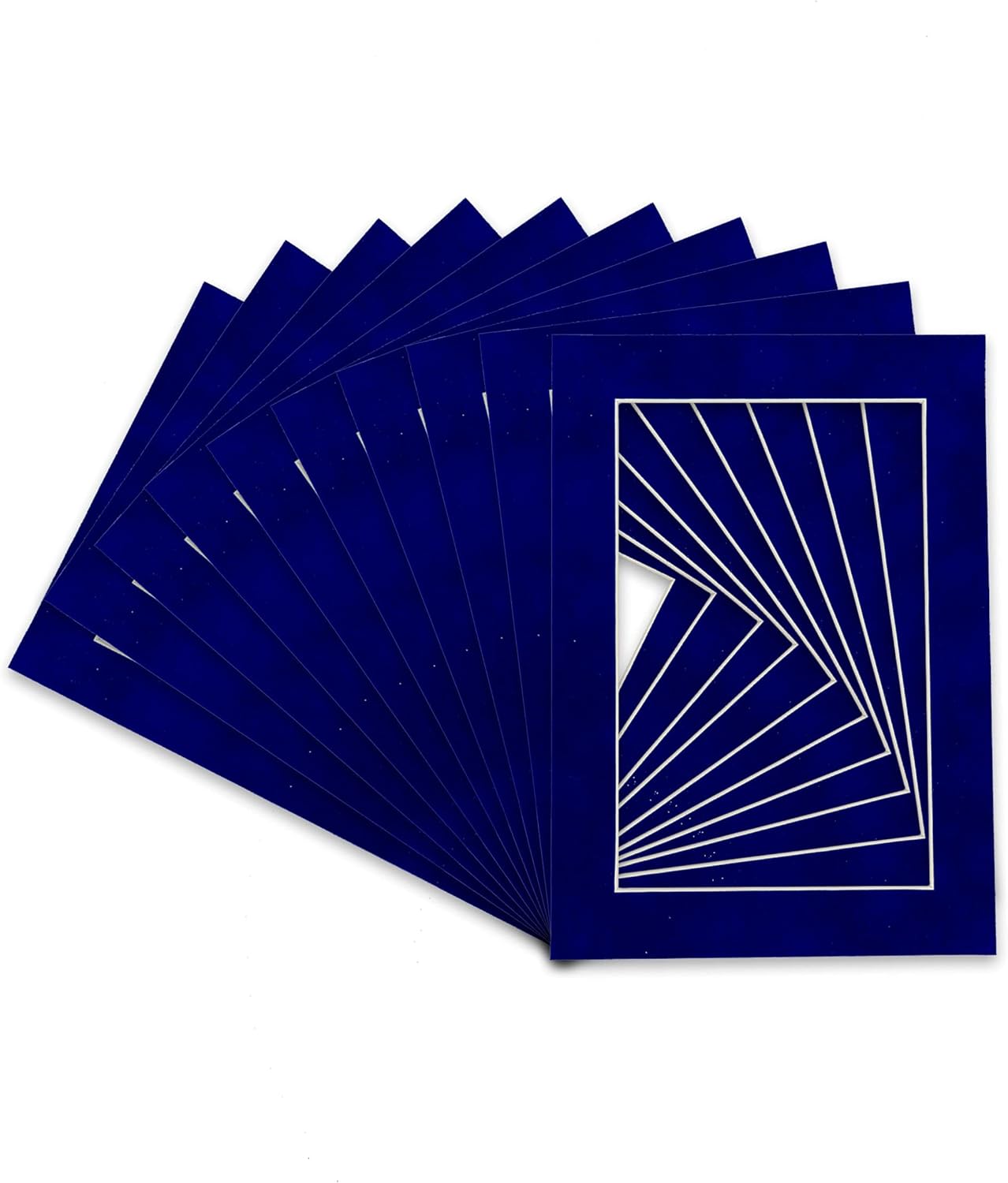 Pack of Ten Acid Free 11x14 Mats Bevel Cut for 8.5x11 Photos - Royal Blue Suede Precut Matboards With Backing Boards and Self Seal Photo Mat Bags For Pictures, Photos, Framing - 4-ply Thickness