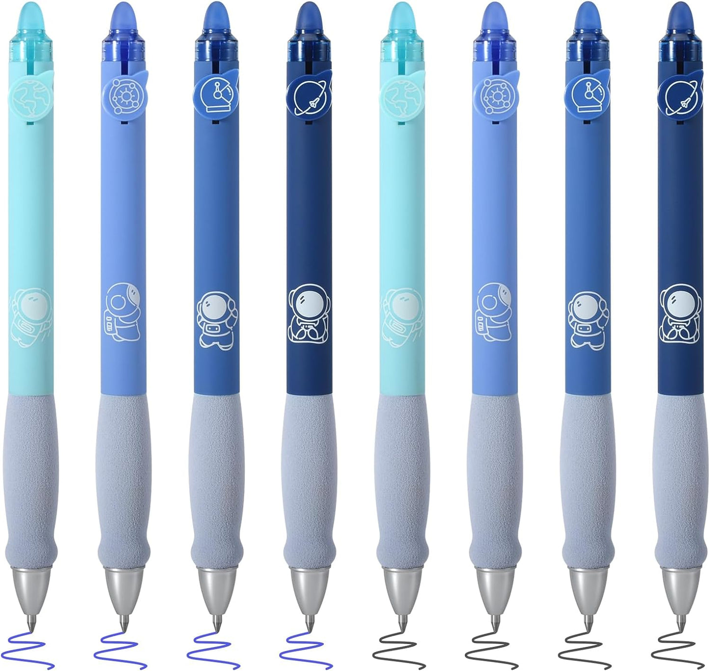BAYTORY 8Pcs Cute Retractable Erasable Gel Pens, Blue and Black Ink Pen with Eraser Clear, Smooth Writing Comfortable to Use for Note Taking Marking Planner Crossword Puzzles (Blue)
