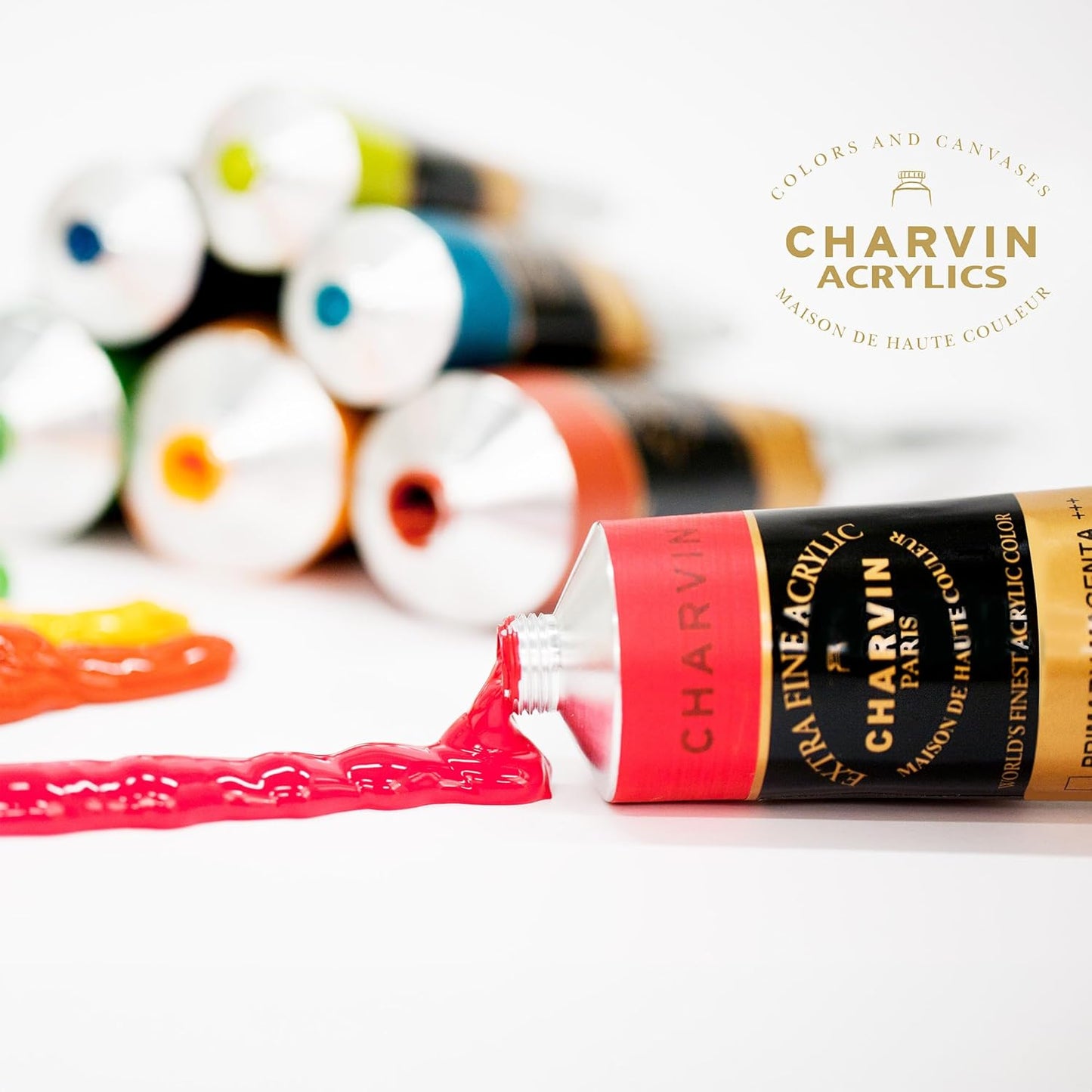 Charvin Extra Fine Professional Acrylic Paint - Yellow Ochre, 60ml Tube, Triple-Milled, Lightfast Pigments, Open Stock Artist Acrylic Paints in Nature-Inspired Hues