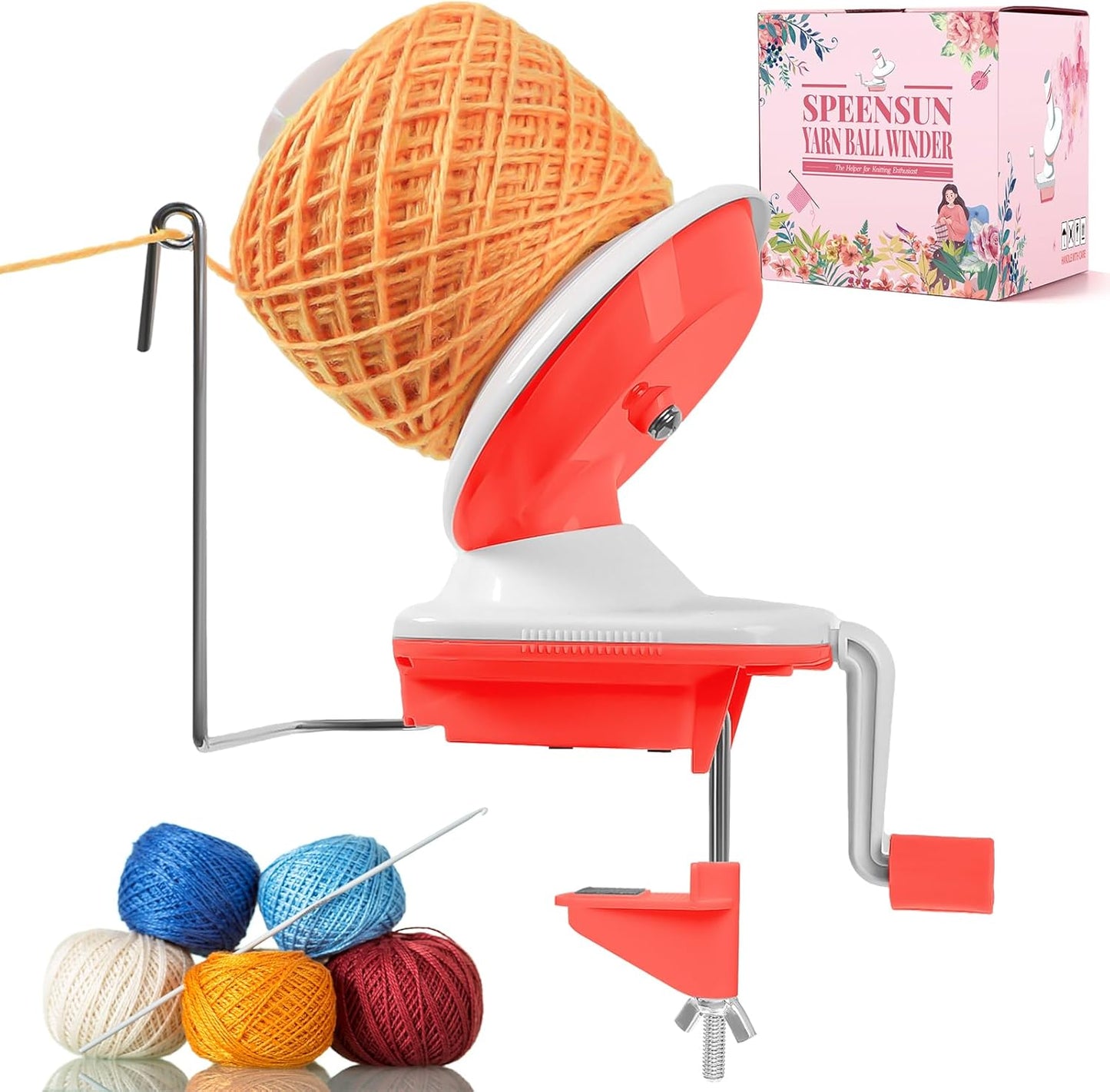 SPEENSUN Yarn Spinner, Yarn Cake Winder, 3.5 OZ Easy-to-Install and Efficiently Yarn Baller with Lower Noise, Yarn Roller for Crochet and Knitting Lover for Yarns Below Size 5