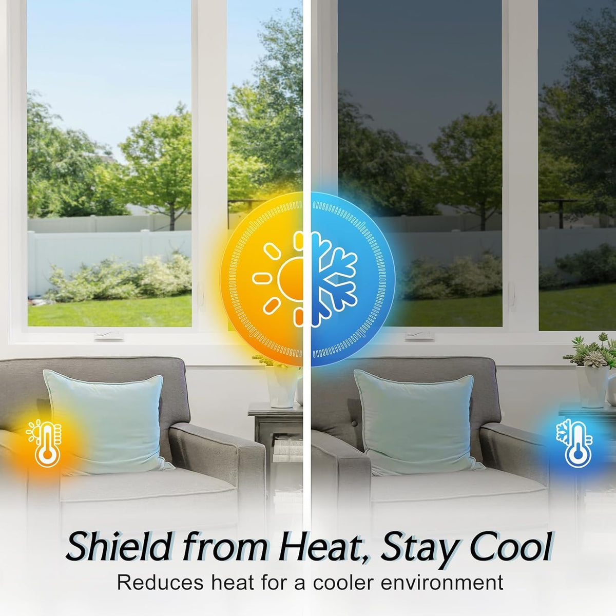 DOWELL One Way Window Privacy Film with 3 Tools Window Tint for Home Sun Blocking Heat Control Anti UV Reflective Mirror Covering See Out Not in for House and Office Black Silver 17.5" X 78.7"