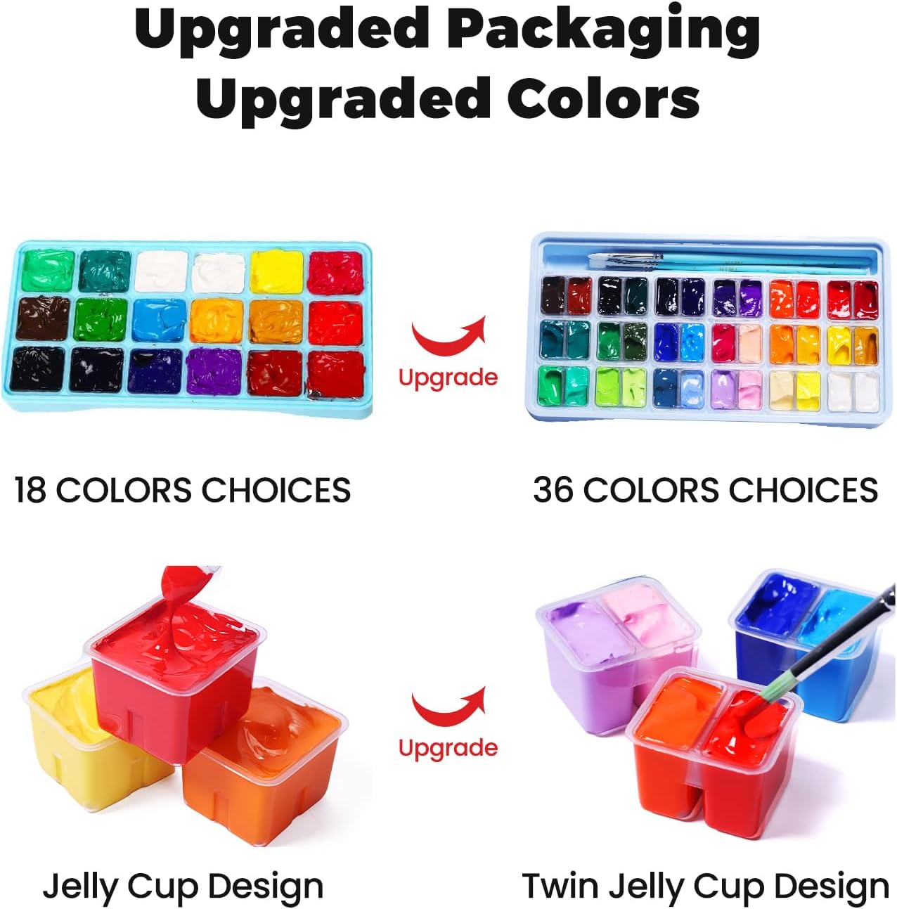 HIMI Gouache Paint Set, 36 Colors x 12ml Twin Jelly Cup Design with 3 Paint Brushes and a Palette in a Carrying Case Perfect for Artists, Students, Gouache Opaque Painting
