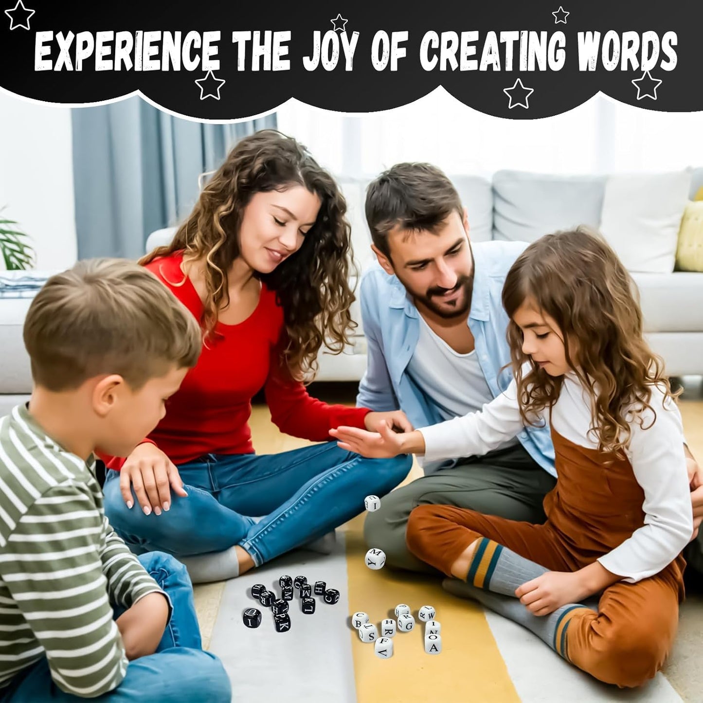 24 Pcs Dice Set, The Crossword Solitaire Game, 6 Sided Dice Crossword Creative Game, Two-Player Parent-Child Interactive Family English Letter Dice Games for Adults