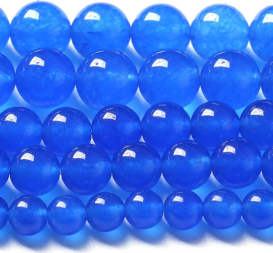 10MM Natural Purplish Blue Chalcedony Stone Beads Crystal Energy Round Loose Beads for Jewelry Making Bracelet 72pcs 2 Strands 32"