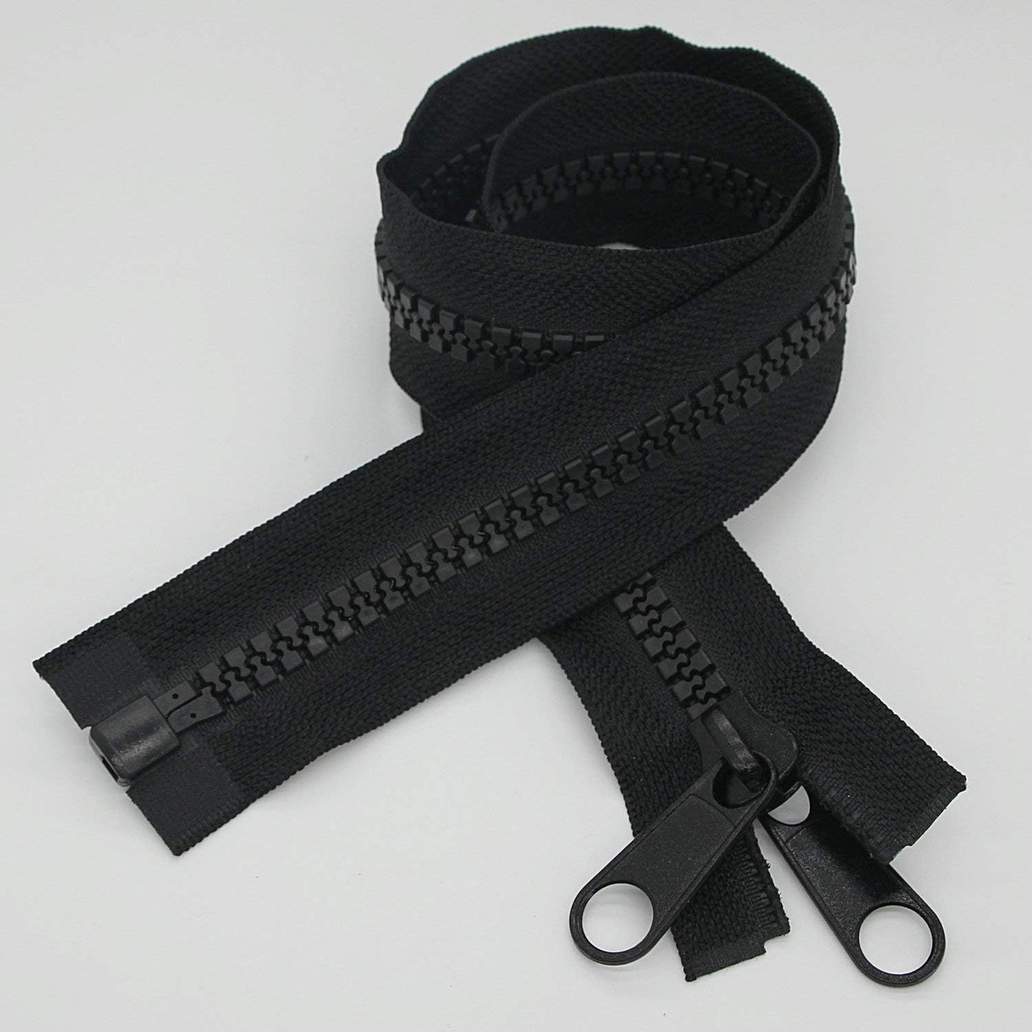 Leekayer 1PCS #10 72 Inch Heavy Duty Zippers for Sewing Separating Large Plastic Zippers Black Tape with Double Pull Tab Slider, Sleeping Bag, Boat, Canvas, Cover, Trampoline, Dog Bed,Tent (72" 1pcs)