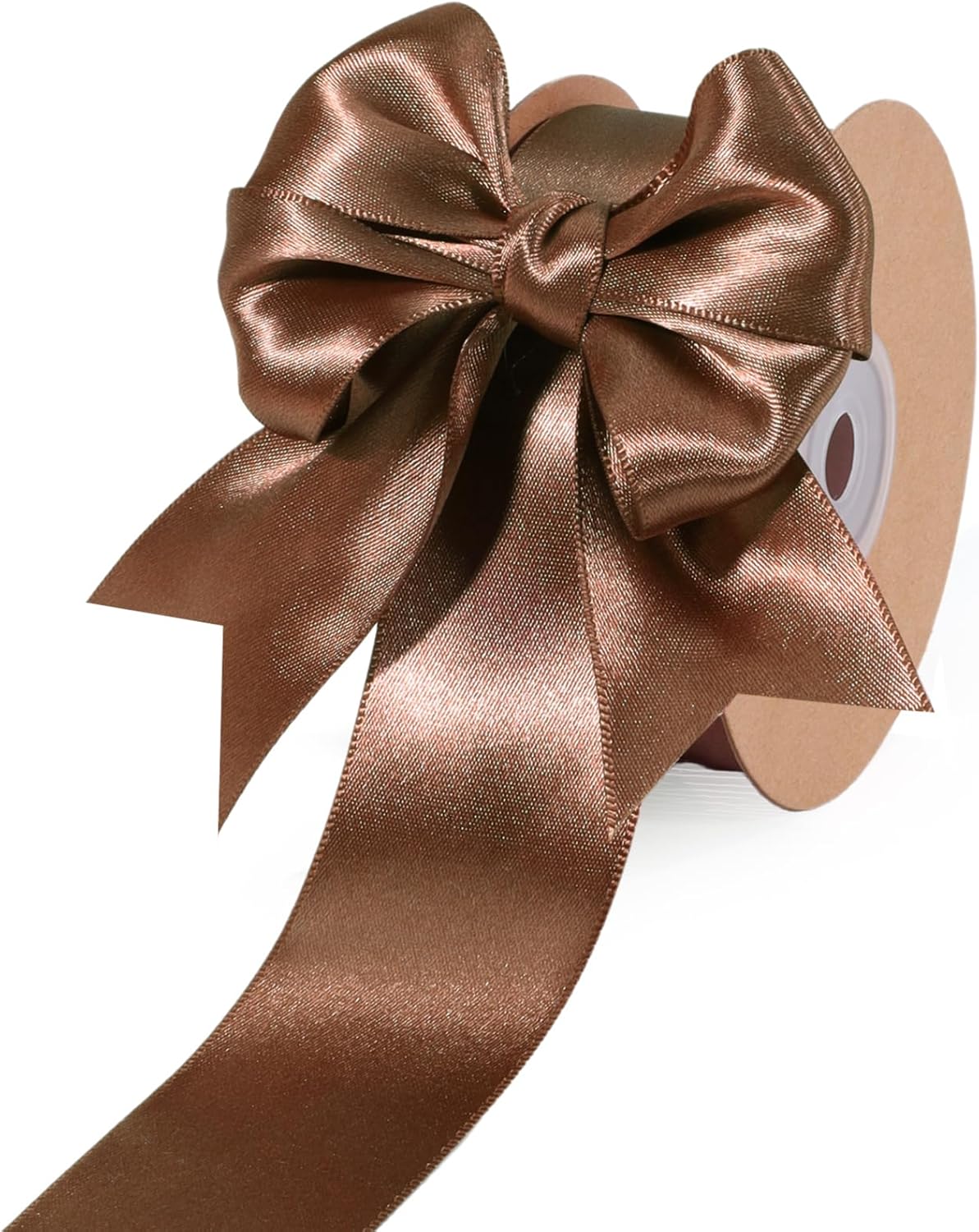 LaRibbons Brown Satin Ribbon 1 1/2 Inch 50 Yards Thin Luxury Double Faced Mocha Mousse Silk Ribbon for Flower Bouquet Crafts Gift Wrapping Wedding Decoration