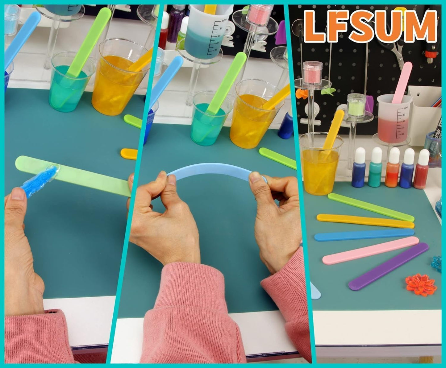 4 PCS Silicone Stir Sticks, Reusable Silicone Popsicle Sticks for Mixing Resin, Epoxy, Liquid, Paint, Making Glitter Tumblers(4-Silicone Stir Stick)