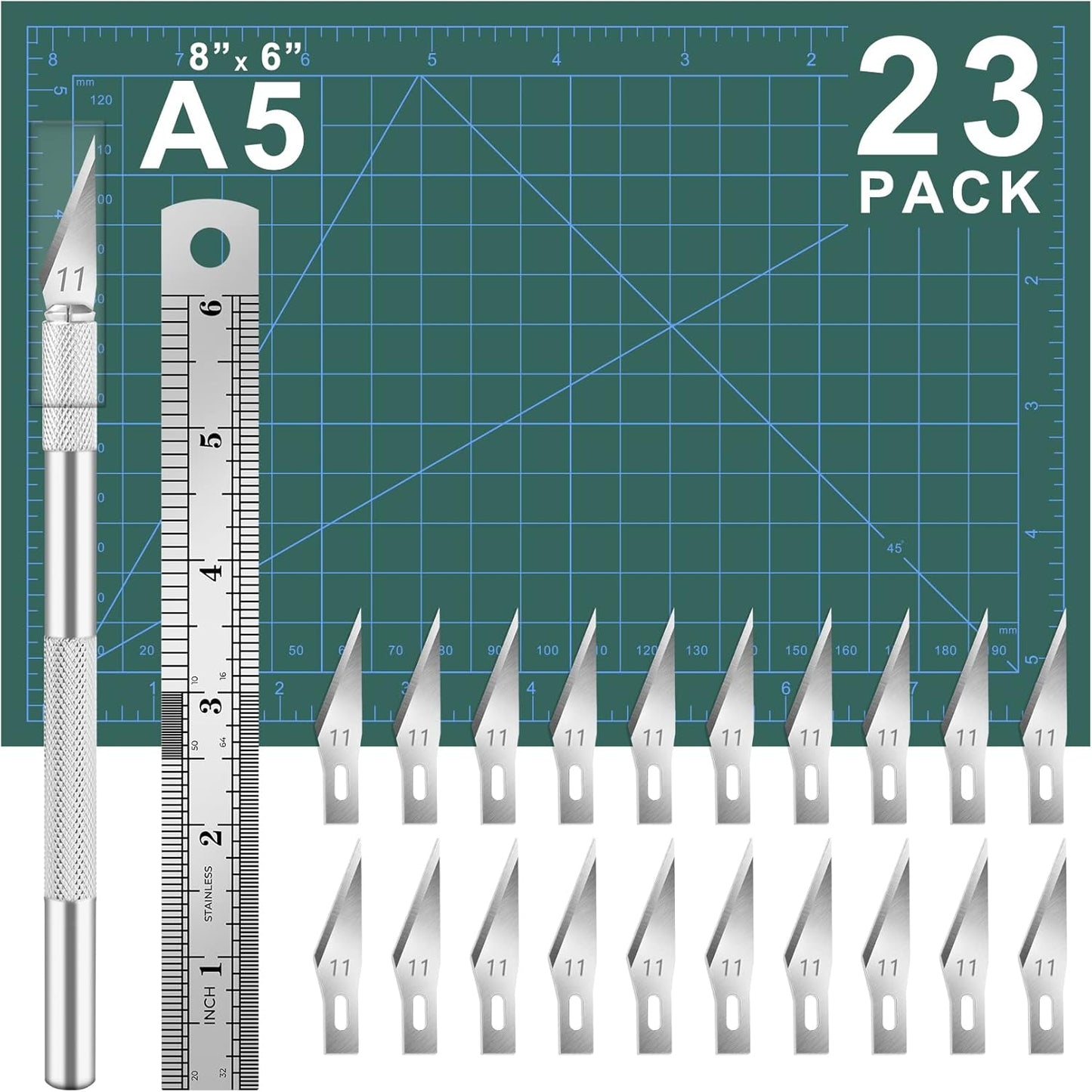 DIYSELF 23 Pack Craft Knife Precision Hobby Knife Kit, 1 Exacto Knife with 20 Spare Art Knife Blades for Art, Scrapbooking, Stencil