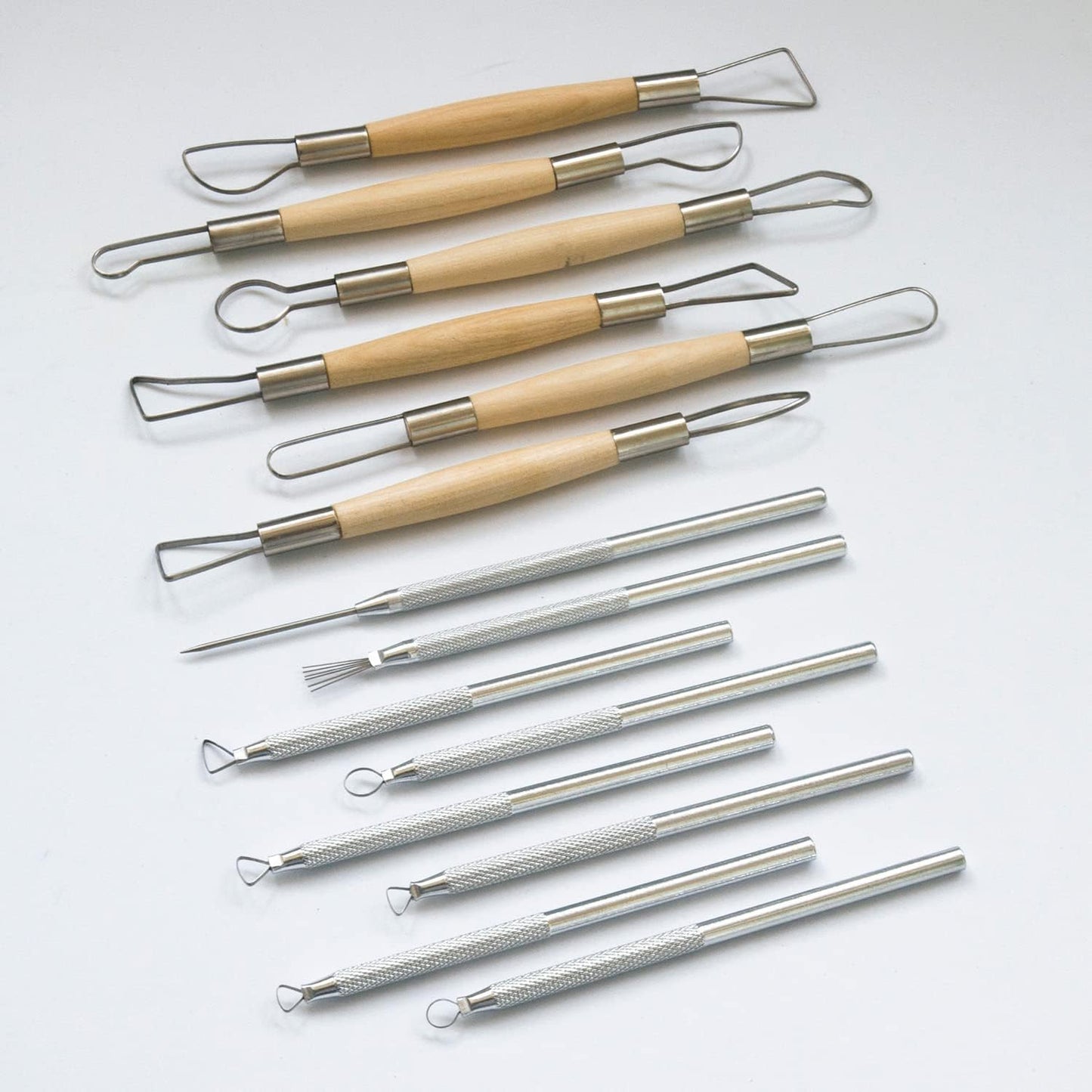 14PCS Ceramic Pottery Clay Ribbon Sculpting Tool Kit with Feather Wire Texture and Needle Detail Tools for Carving,Modeling,by Augernis