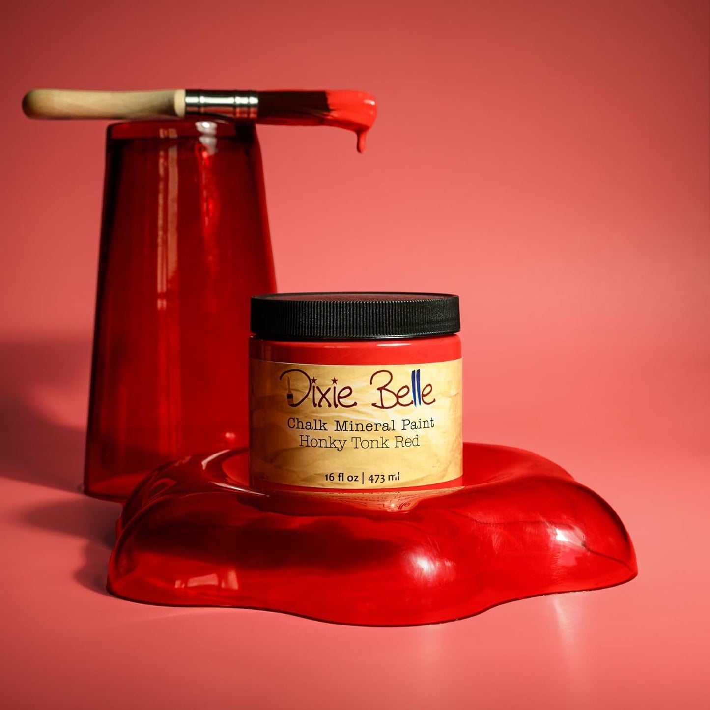 Dixie Belle Paint Company Chalk Finish Furniture Paint - Honky Tonk Red (32oz) - Matte True Red Chic Chalk Mineral DIY Furniture Paint