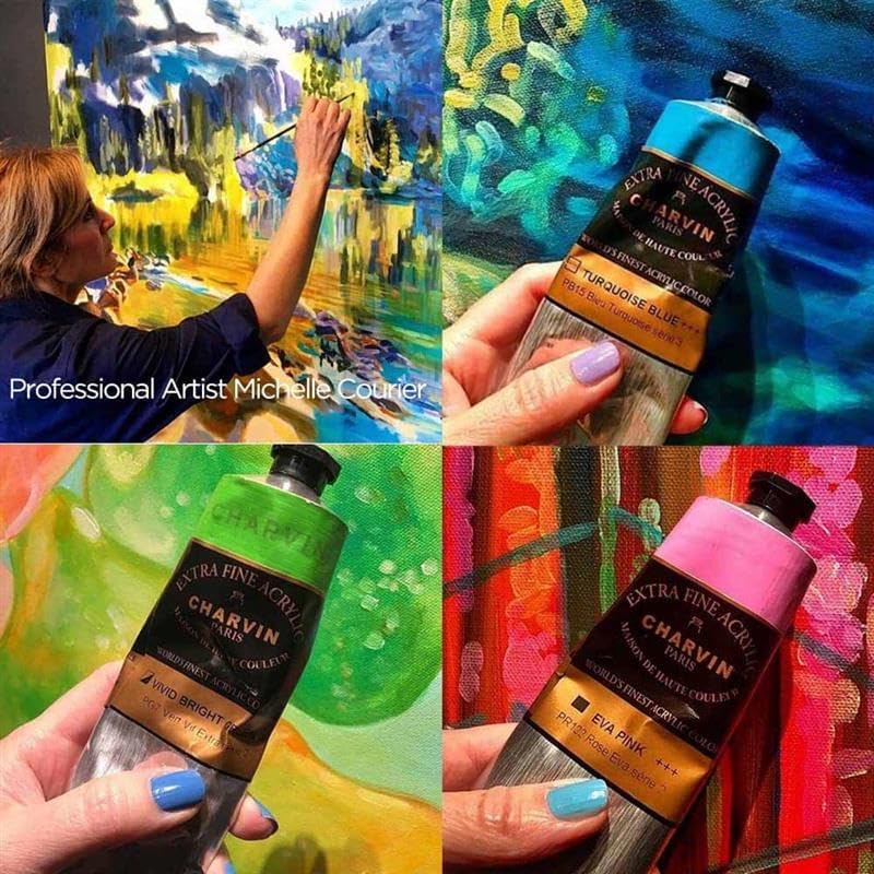 Charvin Extra Fine Professional Acrylic Paint - Green of Nice, 150ml Tube, Triple-Milled, Lightfast Pigments, Open Stock Artist Acrylic Paints in Nature-Inspired Hues