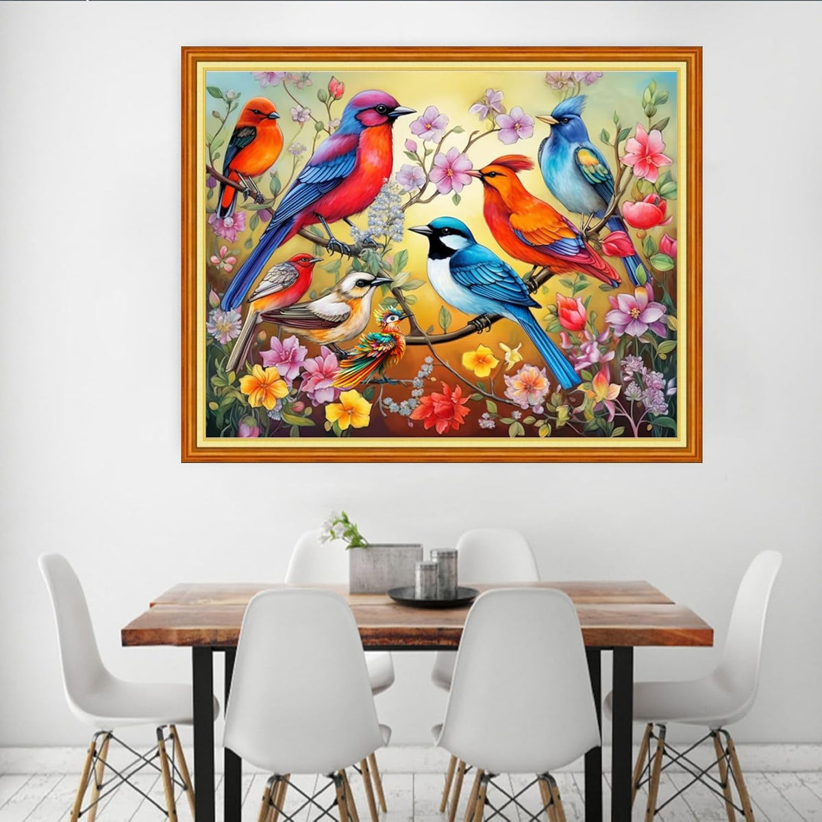 Dooxvey Cross Stitch Kits for Adults Beginners,Full Range of Cross-Stitch Stamped Kits Needlepoint Kits for Beginners Embroidery Kits 11CT Cross Stitch Patterns-Birds and Flowers 16x20 inch