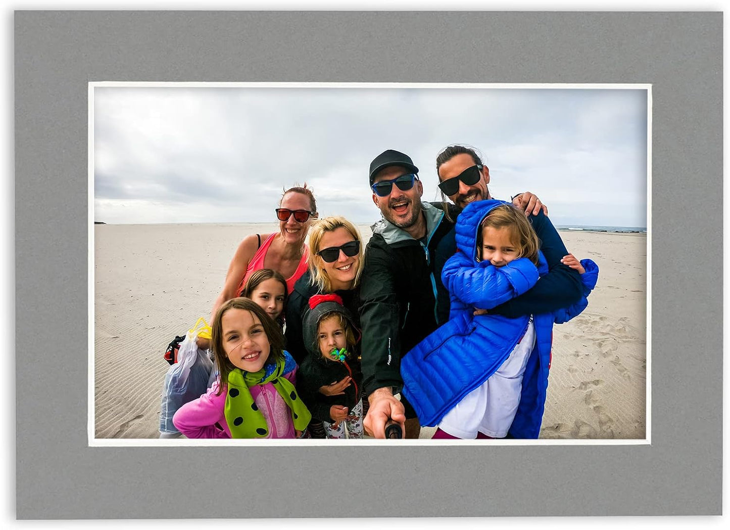 Pack of Ten Acid Free 8x10 Mats Bevel Cut for 5x8 Photos - Mid Grey Precut Matboards With Backing Boards and Self Seal Photo Mat Bags For Pictures, Photos, Framing - 4-ply Thickness