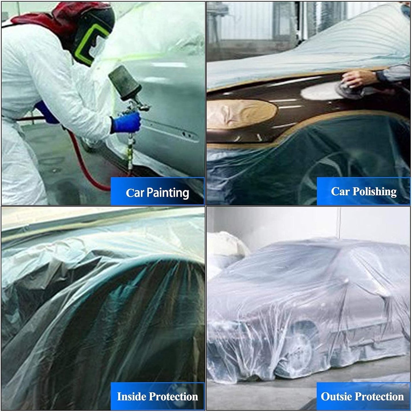VECOPE 3-Piece Set,Pre- Masking Film Protection Covering Cloth Tape | for Automotive Covering Painting Paint Masking (8-Feet X 65-Feet)