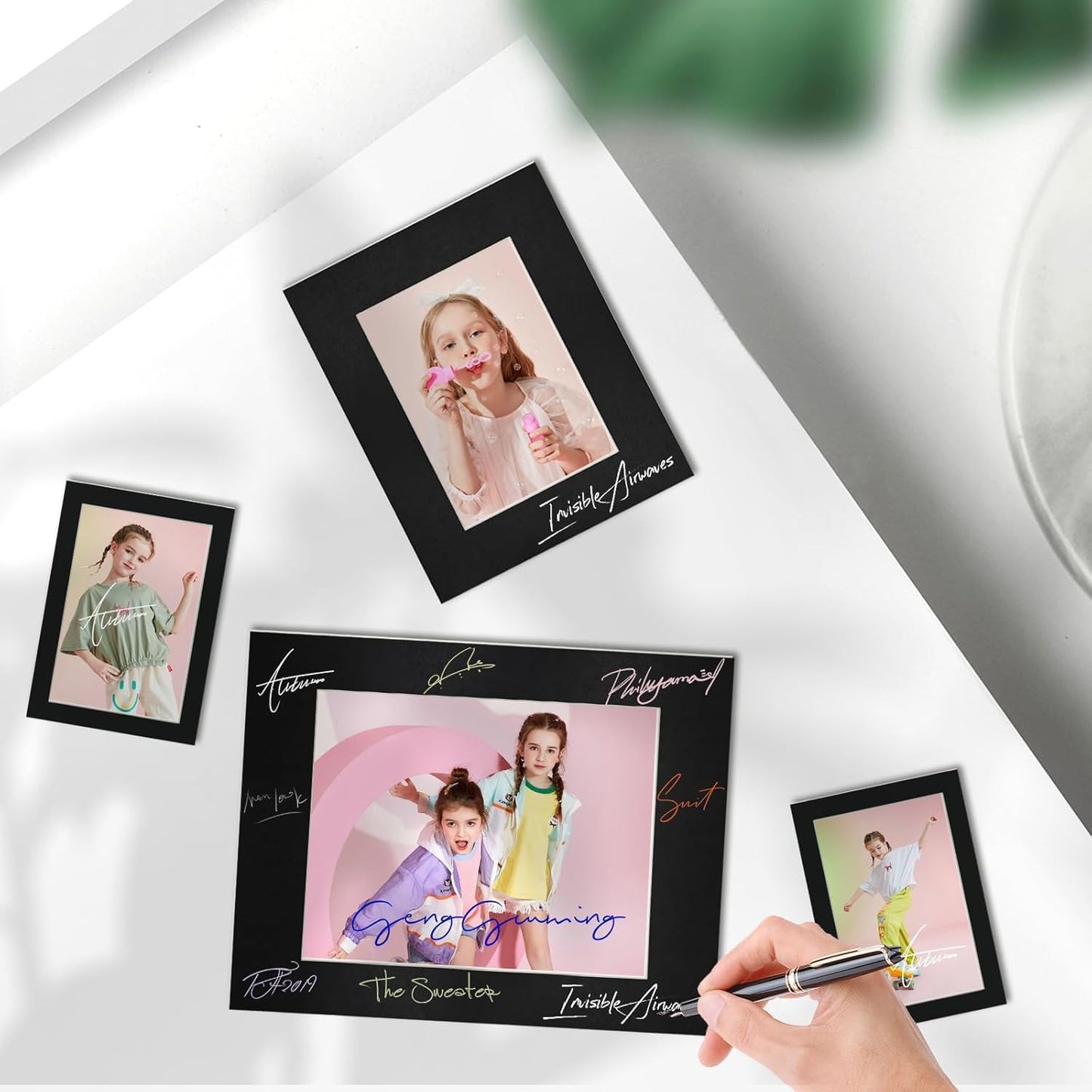 Egofine 5x7 Black Picture Mats Pack of 11, Frame Mattes for 4x6 Pictures, Acid Free, 1.2mm Thickness, with Core Bevel Cut
