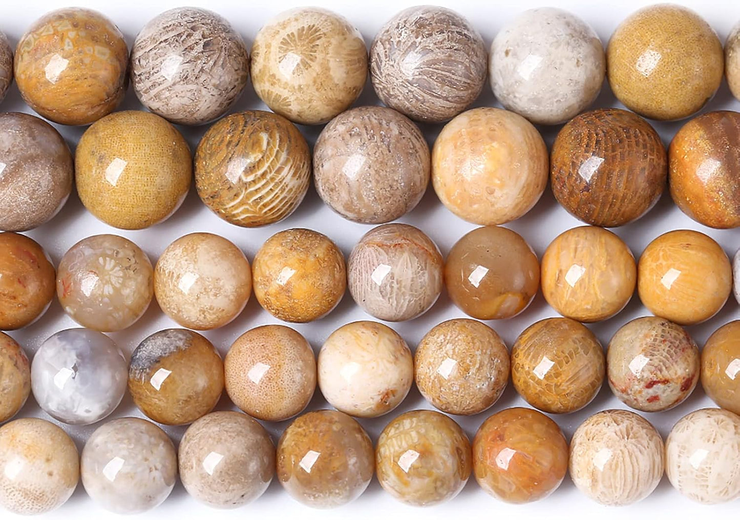 60pcs 6mm Natural Coral Jade Chrysanthemum Stone Beads Round Loose Beads for Jewelry Making,DIY Bracelet Necklace