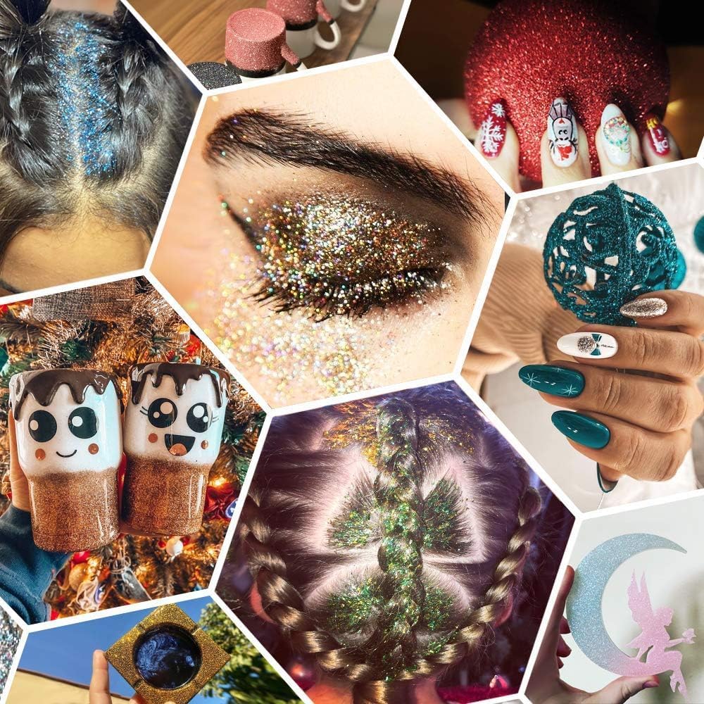 High Capacity 260g Shaker Bottle Package Metalic Glitter, Rose Gold Fine Glitter for Tumbler, Jewelry Making, Epoxy Resin DIY Craft, Face Body Nail Art