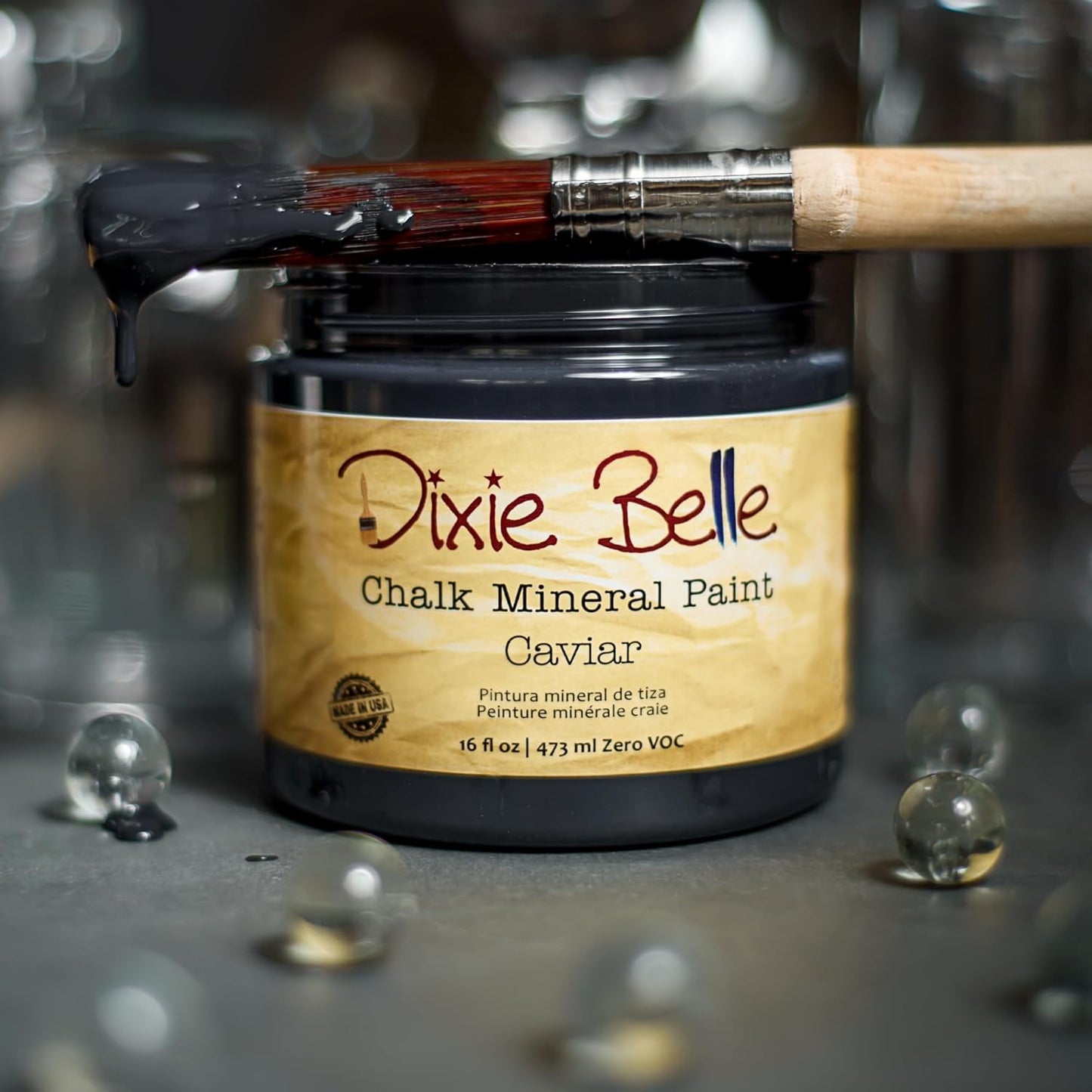 Dixie Belle Paint Company Chalk Finish Furniture Paint - Caviar (1 Gallon - 128oz) - Matte Black Chic Chalk Mineral DIY Furniture Paint
