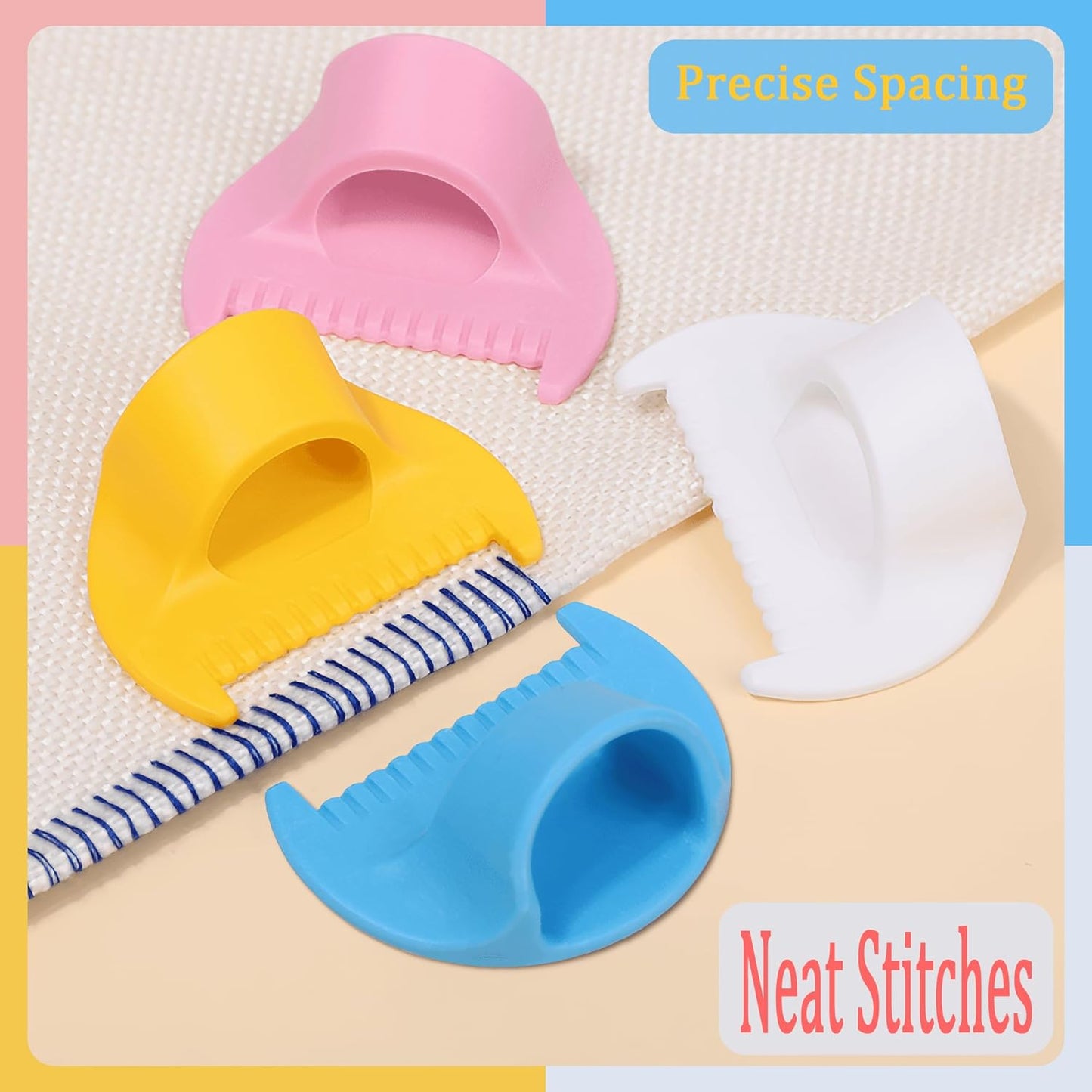 2 PCS 4mm Edge Lock Seam Guide, Mini Sewing Finger Ruler for Hand Sewing, DIY Sewing Kit Tool, Sewing Needle Gauge Measuring Guide, White