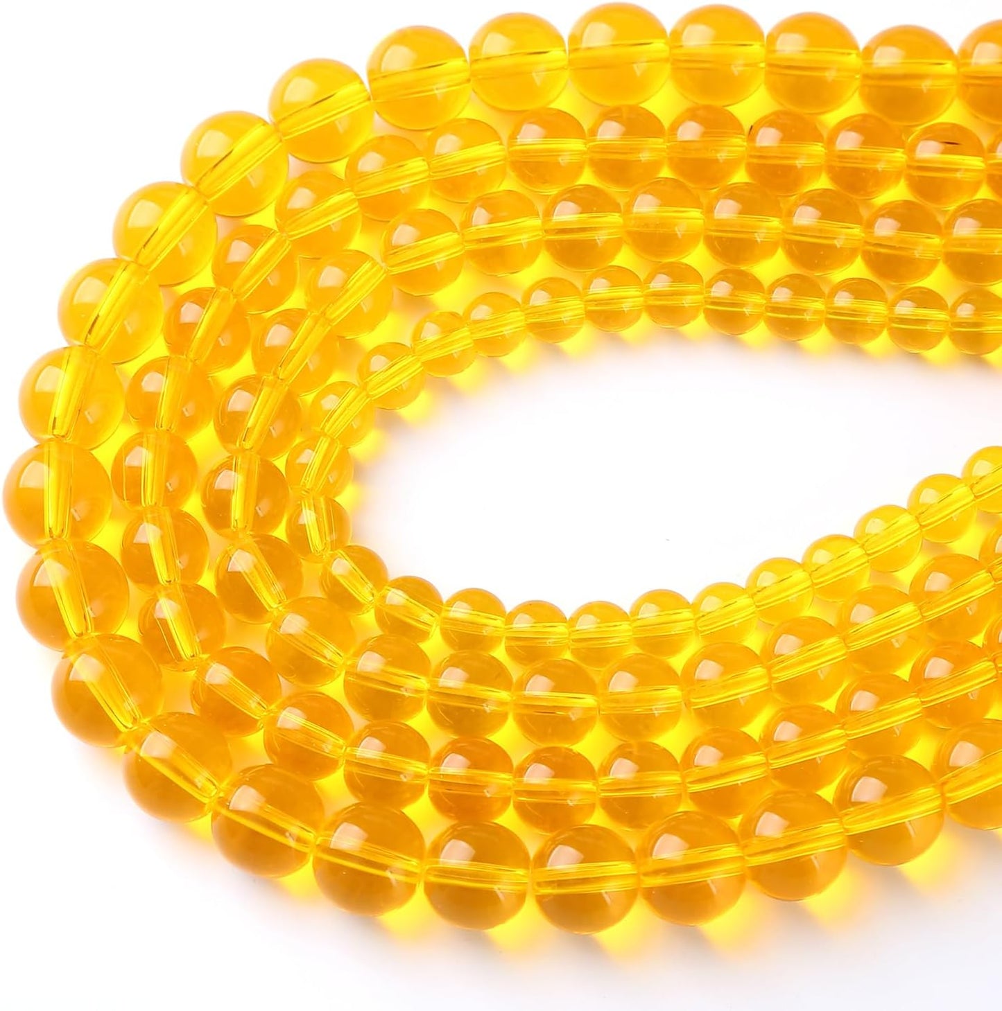 32pcs 12mm Smooth Yellow Crystal Glass Beads Citrine Round Loose Beads for Jewelry Making DIY Bracelet Necklace 15" Energy Healing Power Stone Beads